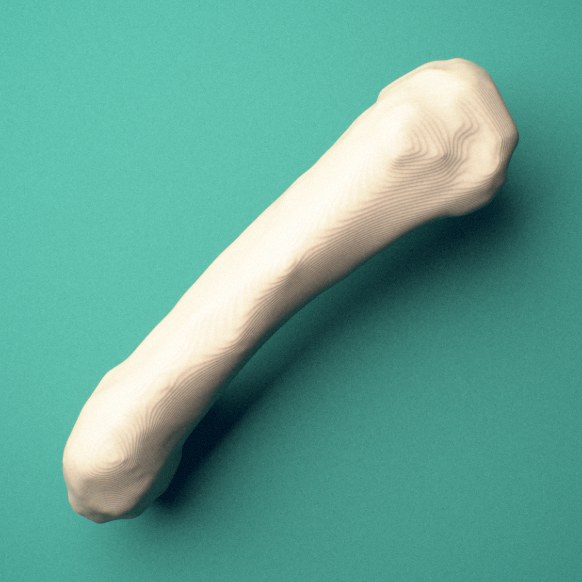 3D-printed Right fifth metacarpal (hand), close-up view showing the base.