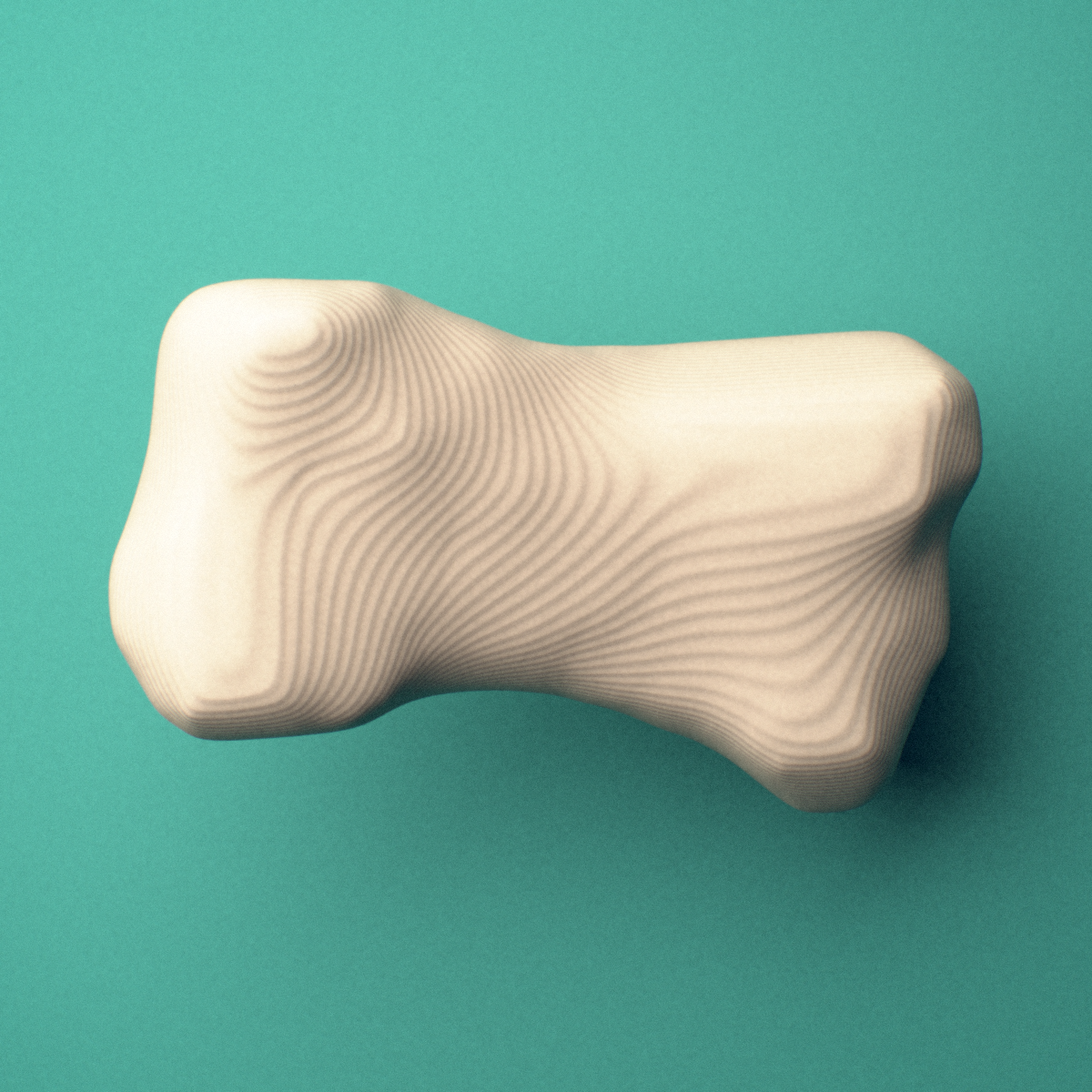 3D-printed Left second toe middle phalanx, close-up view showing the base.