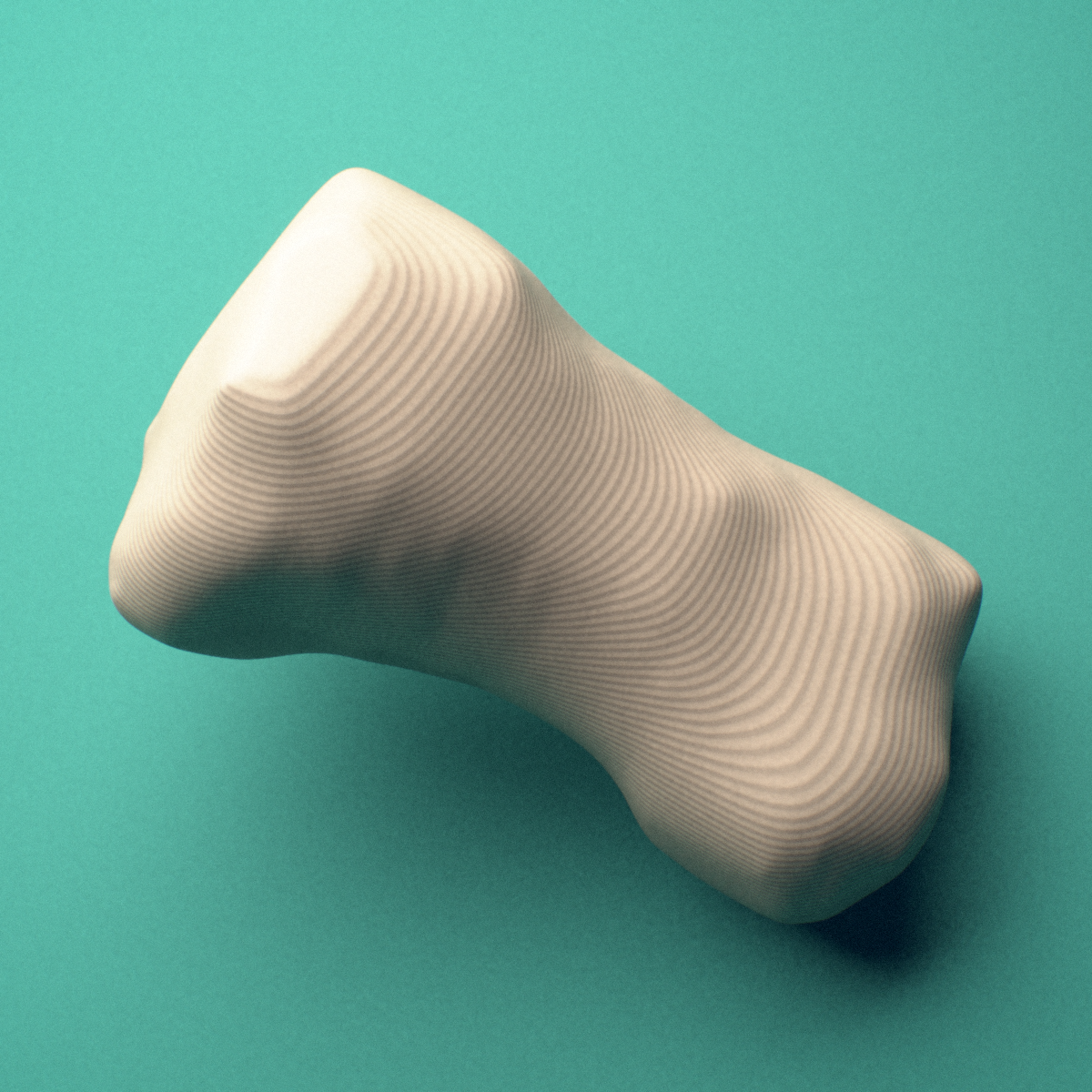 3D-printed Left second toe middle phalanx, close-up view showing the head (trochlea).