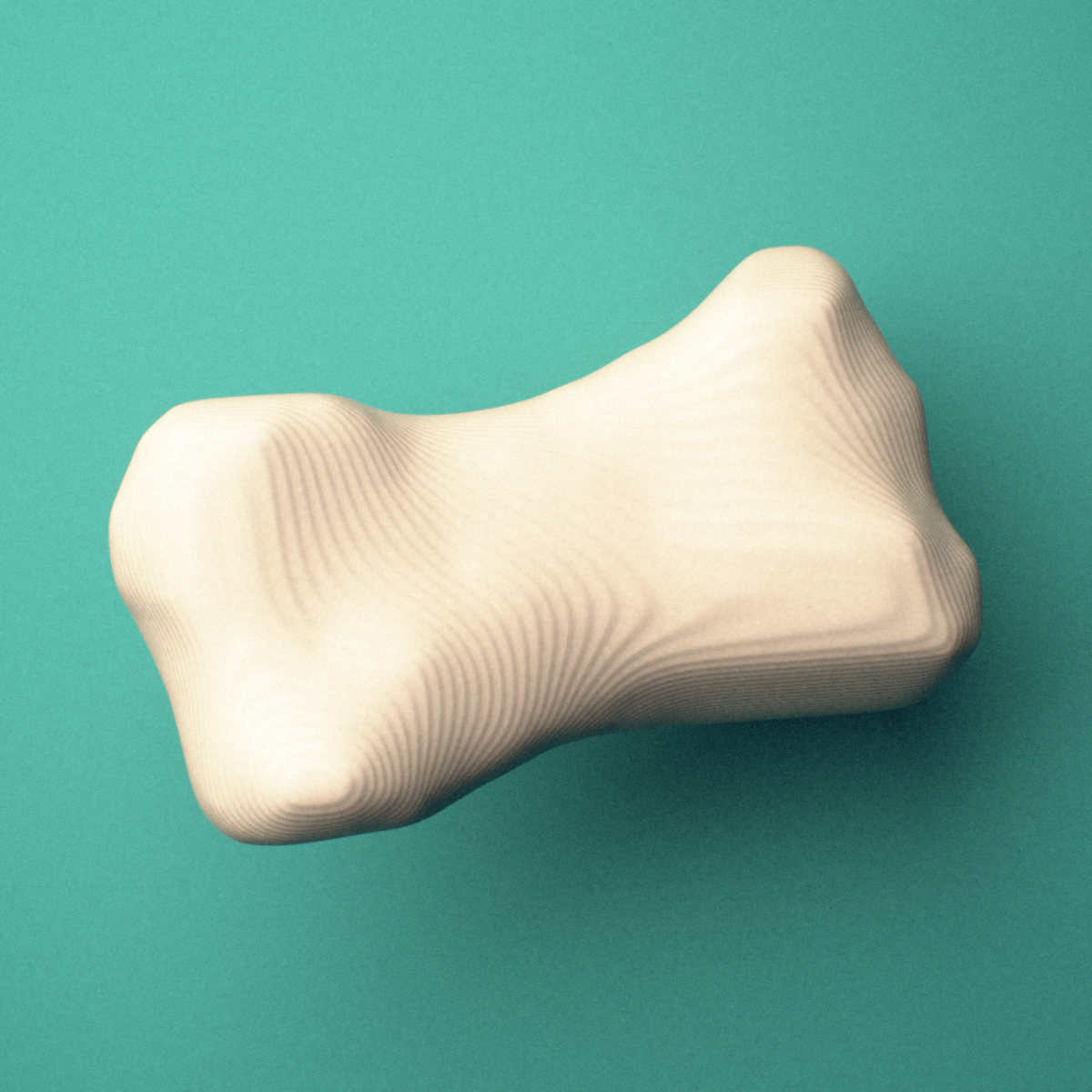 3D-printed Right second toe middle phalanx, close-up view showing the base.