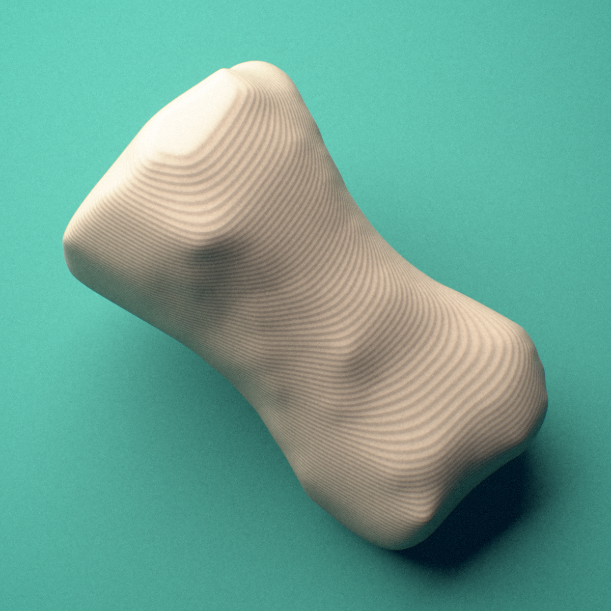 3D-printed Right second toe middle phalanx, close-up view showing the head (trochlea).