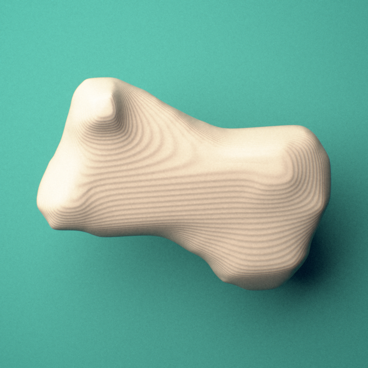 3D-printed Left third toe middle phalanx, close-up view showing the base.