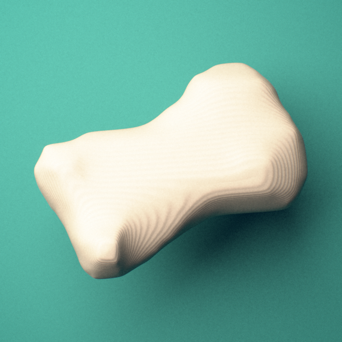 3D-printed Right third toe middle phalanx, close-up view showing the base.