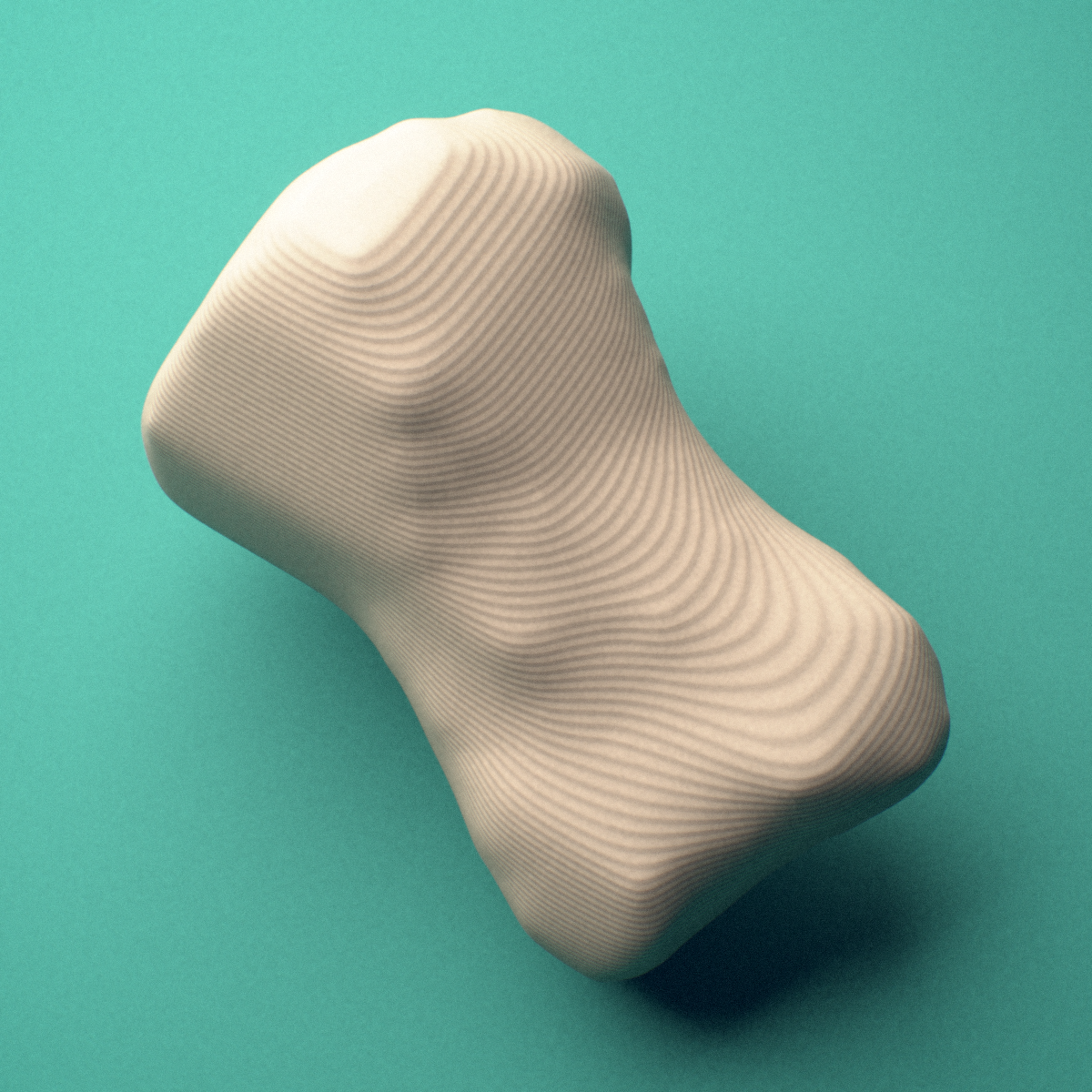 3D-printed Right third toe middle phalanx, close-up view showing the head (trochlea).