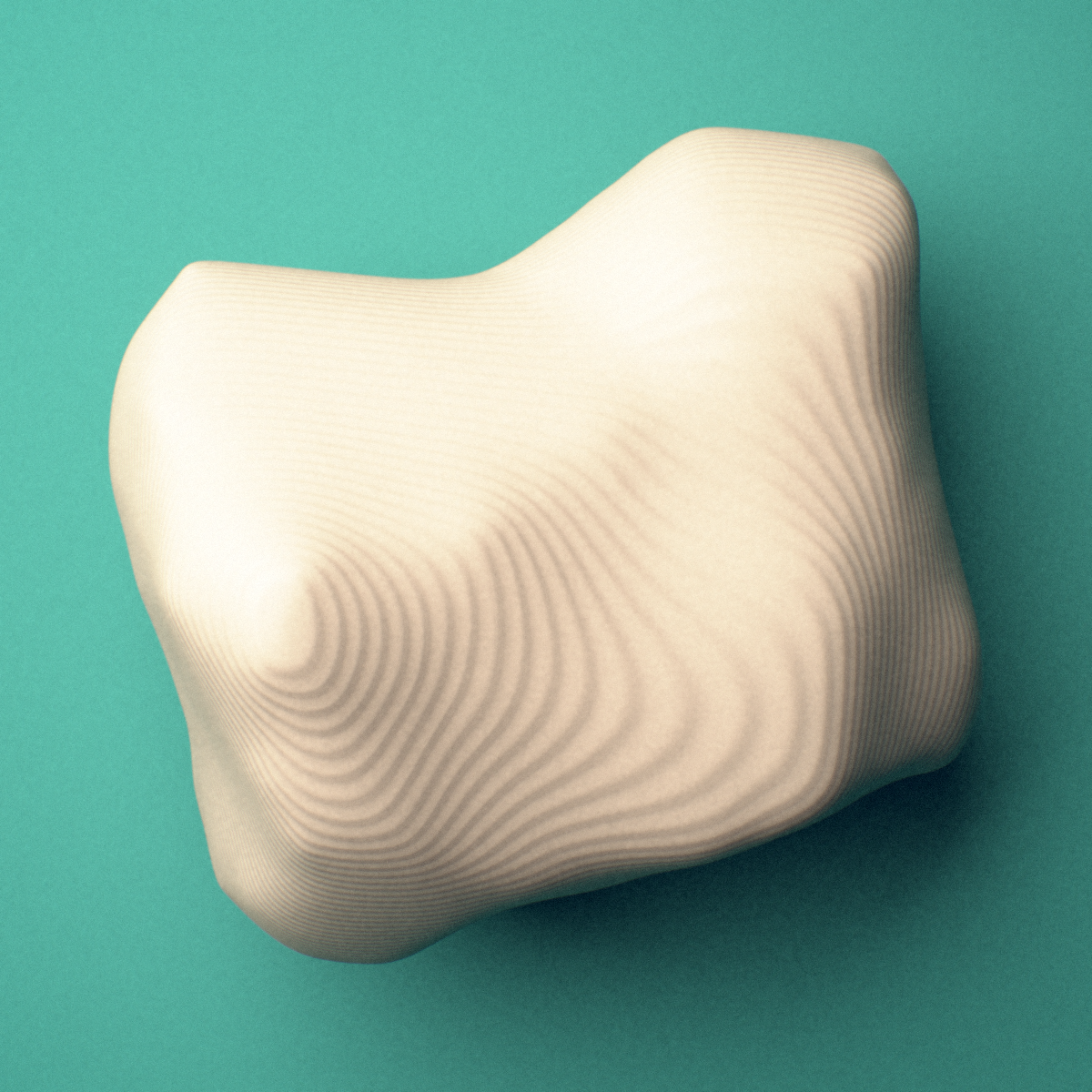 3D-printed Left fourth toe middle phalanx, oblique view showing the base and head (trochlea).