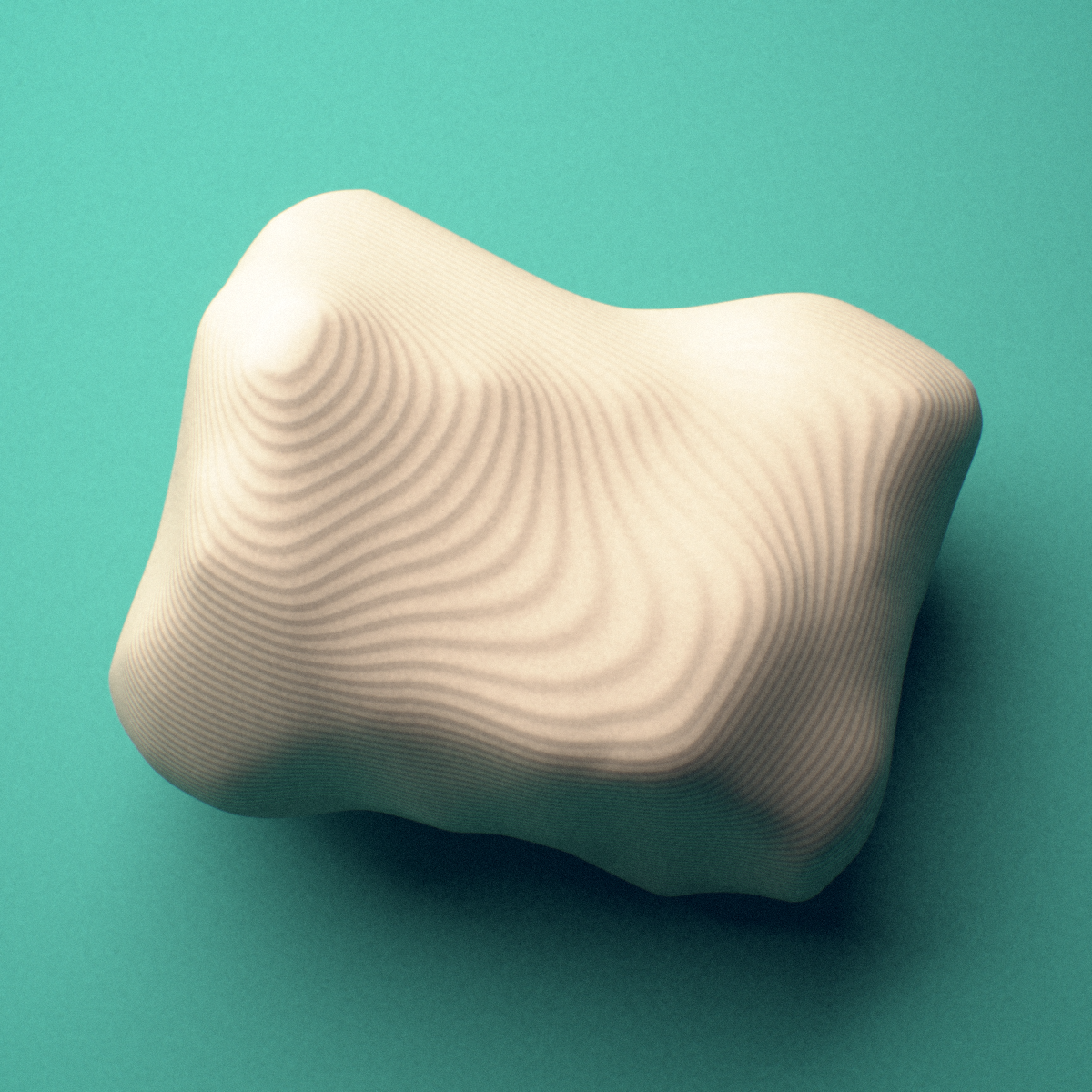 3D-printed Left fourth toe middle phalanx, close-up view showing the head (trochlea).