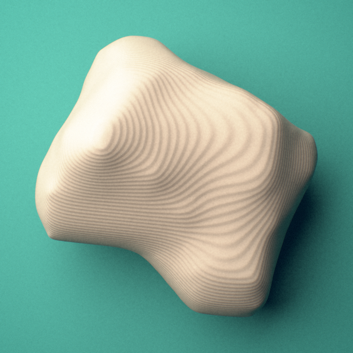3D-printed Right fourth toe middle phalanx, oblique view showing the base and head (trochlea).