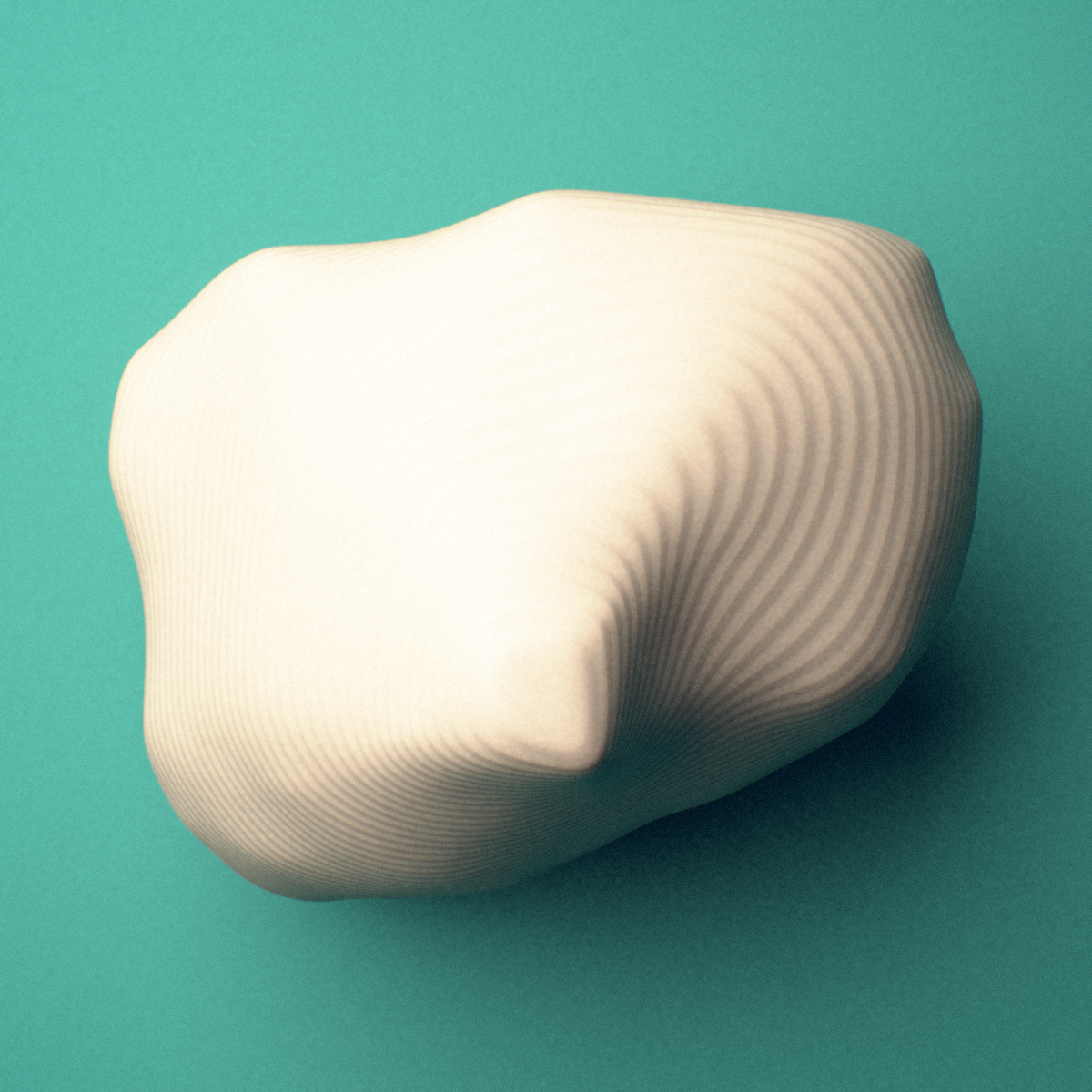 3D-printed Left little toe middle phalanx, oblique view showing the base and head (trochlea).