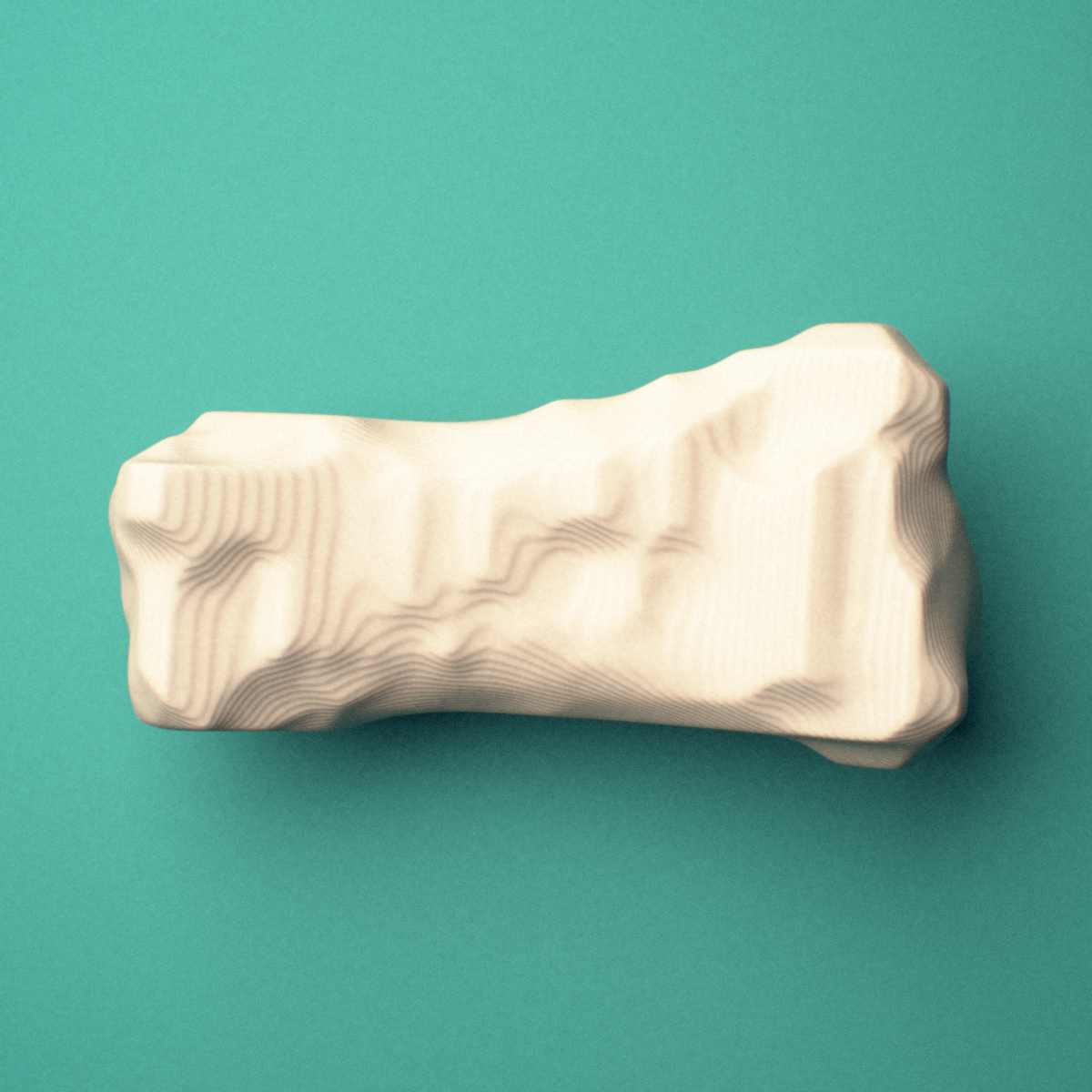 3D-printed Left index finger middle phalanx, close-up view showing the base.