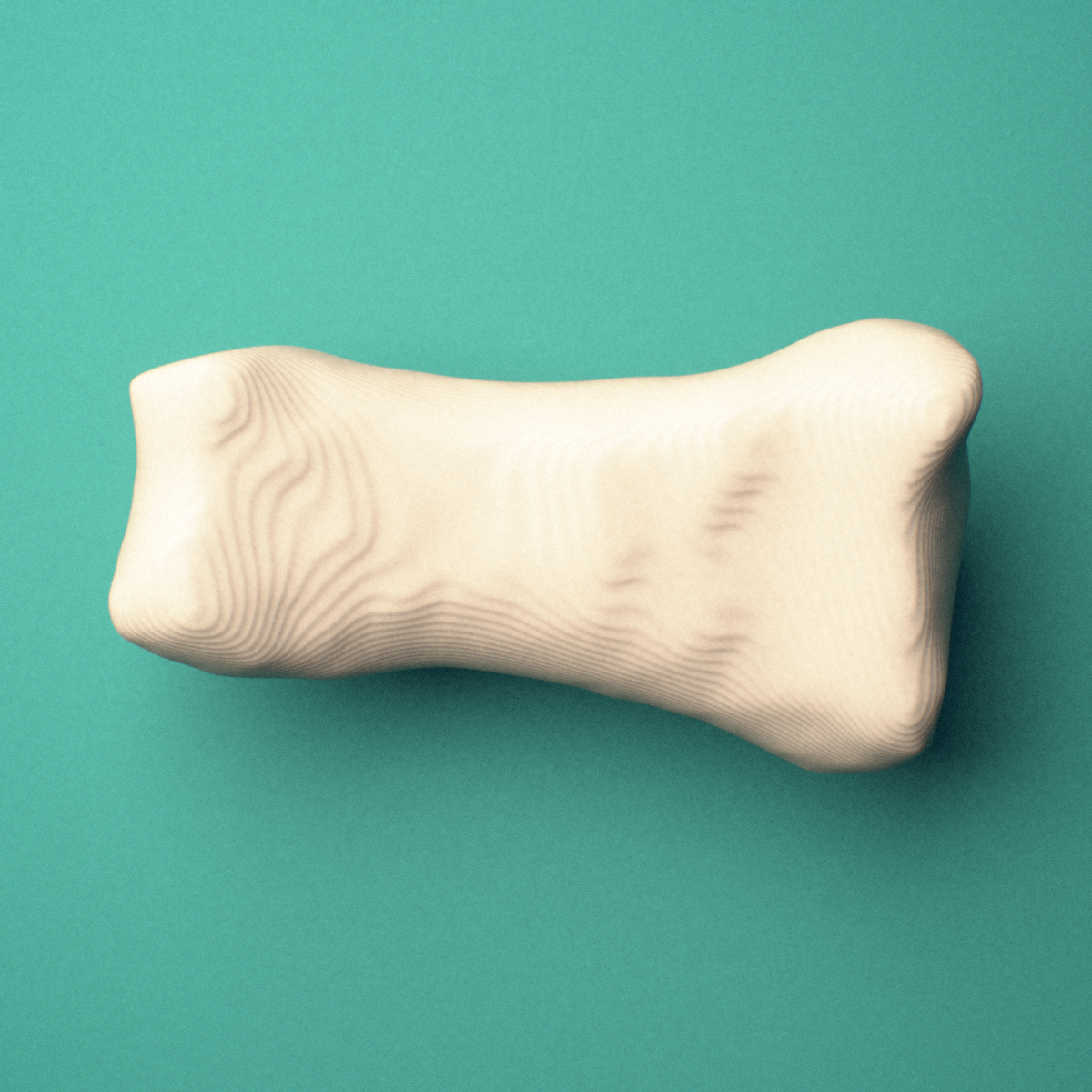 3D-printed Right index finger middle phalanx, close-up view showing the base.