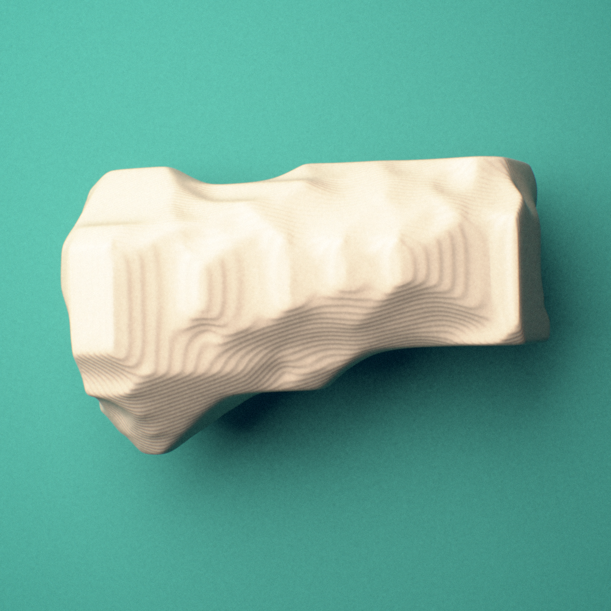 3D-printed Left little finger middle phalanx, oblique view showing the base and head (trochlea).