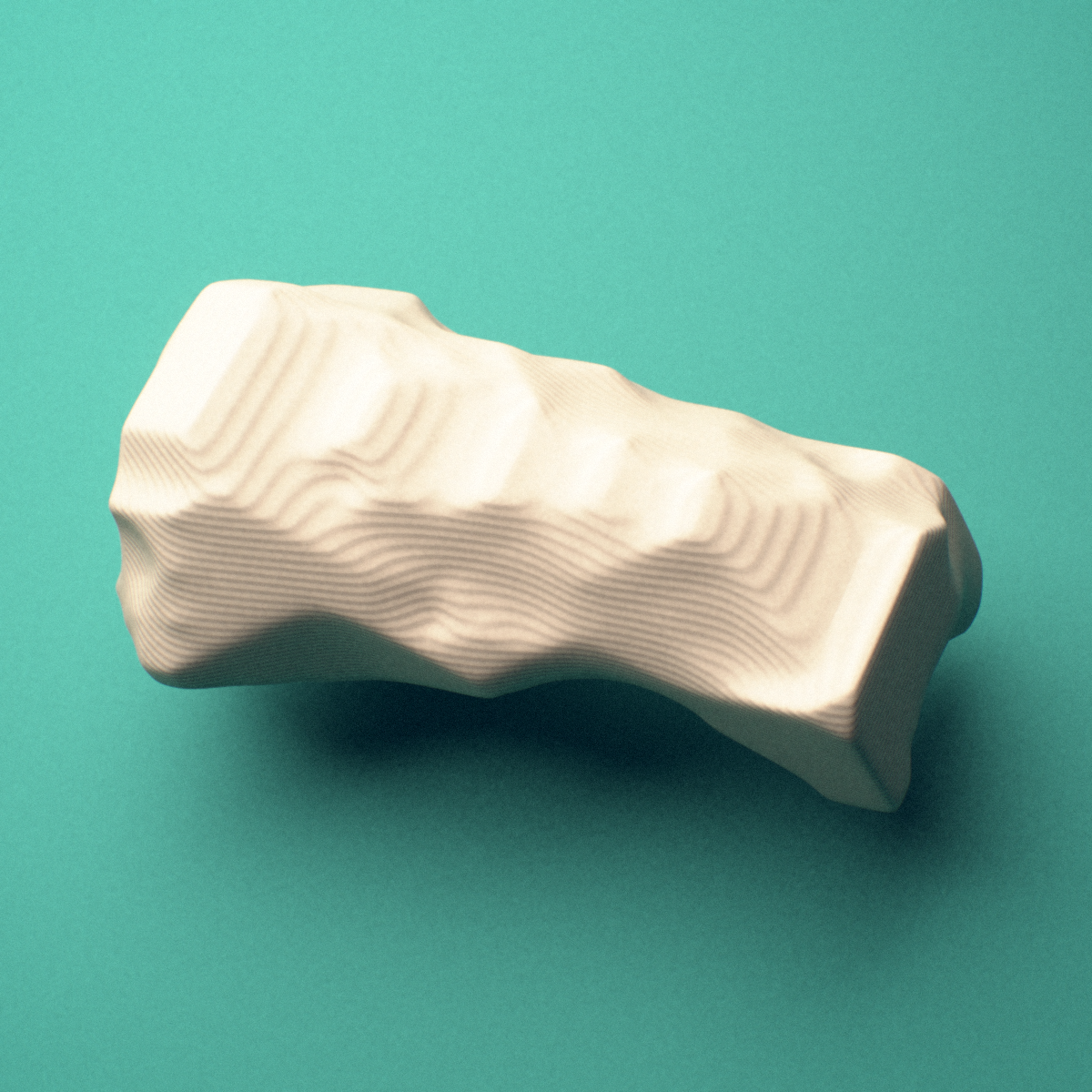3D-printed Left little finger middle phalanx, close-up view showing the head (trochlea).