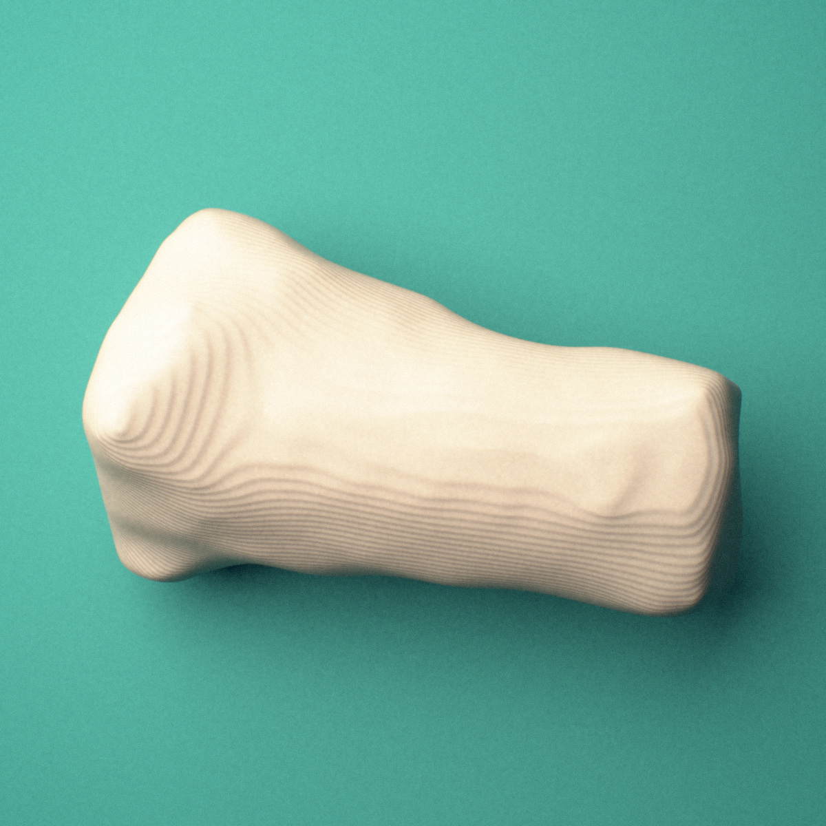 3D-printed Right little finger middle phalanx, oblique view showing the base and head (trochlea).