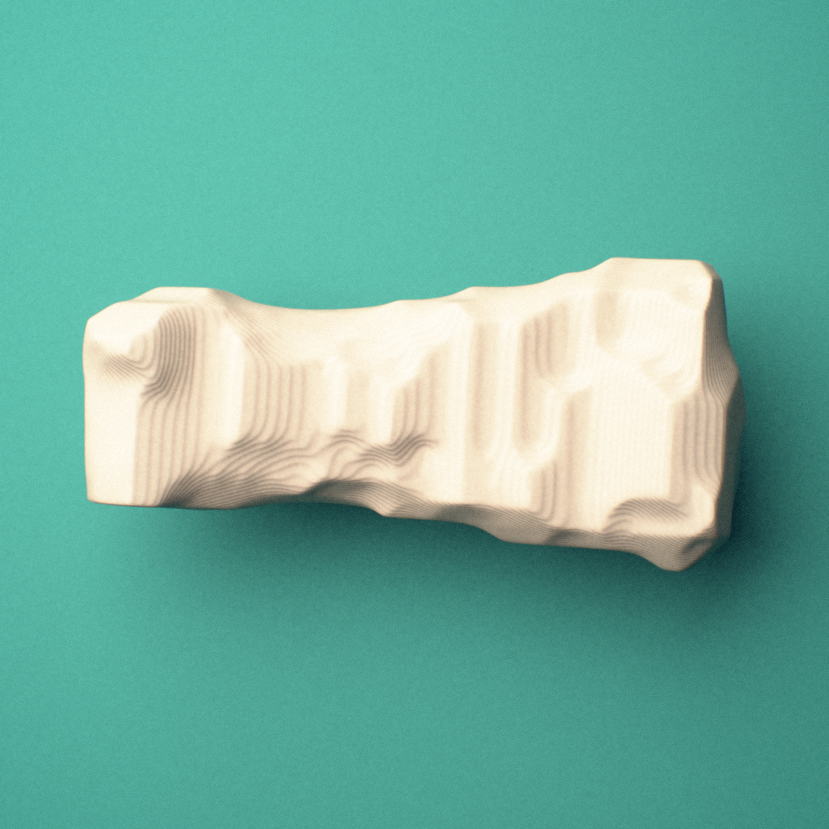 3D-printed Left middle finger middle phalanx, close-up view showing the base.