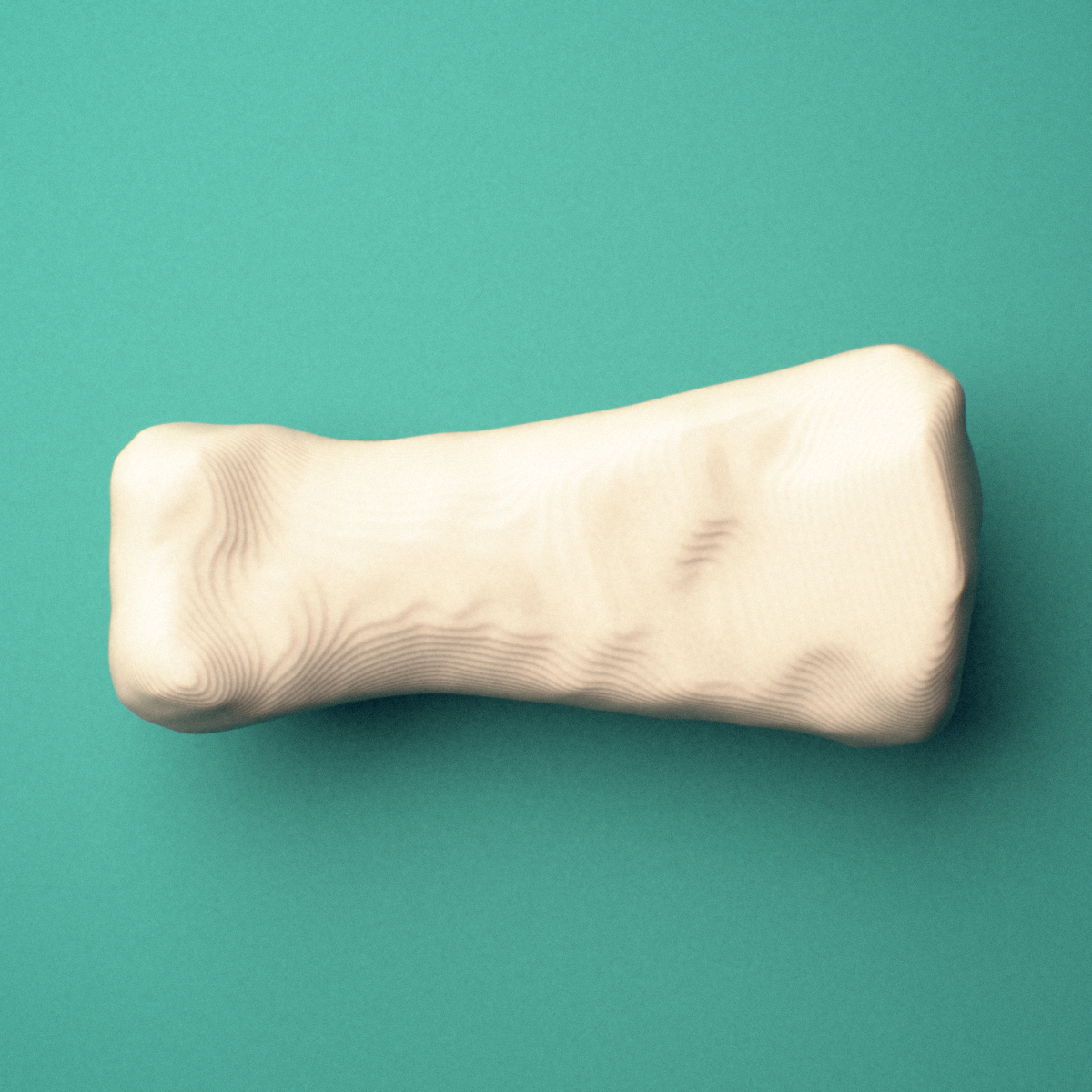 3D-printed Right middle finger middle phalanx, close-up view showing the base.