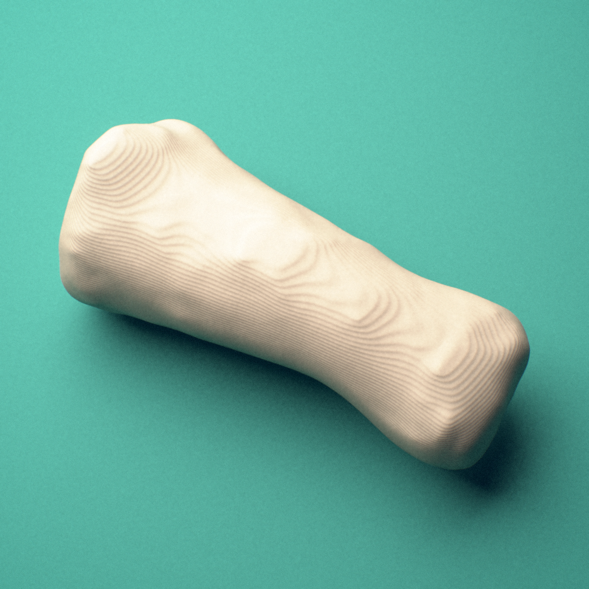 3D-printed Right middle finger middle phalanx, close-up view showing the head (trochlea).