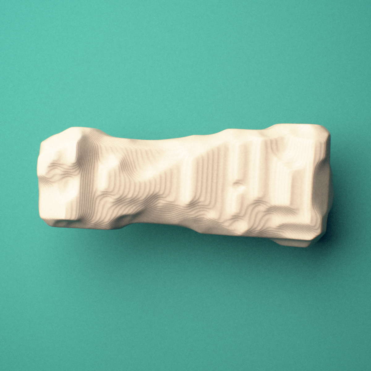 3D-printed Left ring finger middle phalanx, close-up view showing the base.