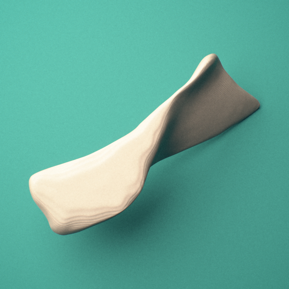 3D-printed Left nasal bone, oblique view showing the midline suture surface.