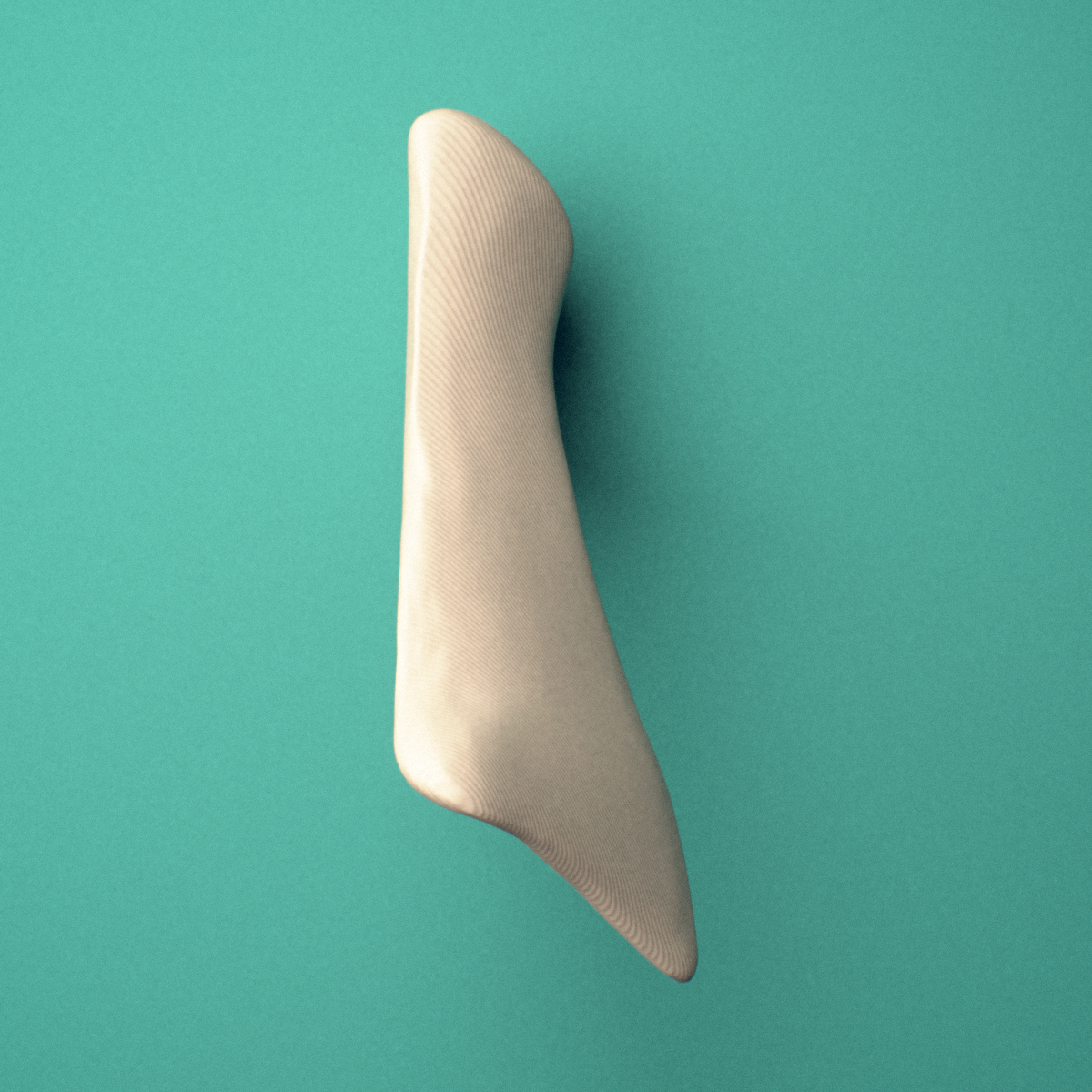 3D-printed Left nasal bone, posterior oblique view showing the midline suture surface.