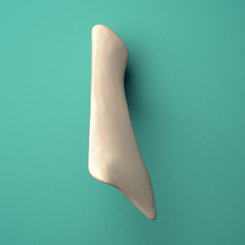 3D-printed Left nasal bone, posterior oblique view showing the midline suture surface.