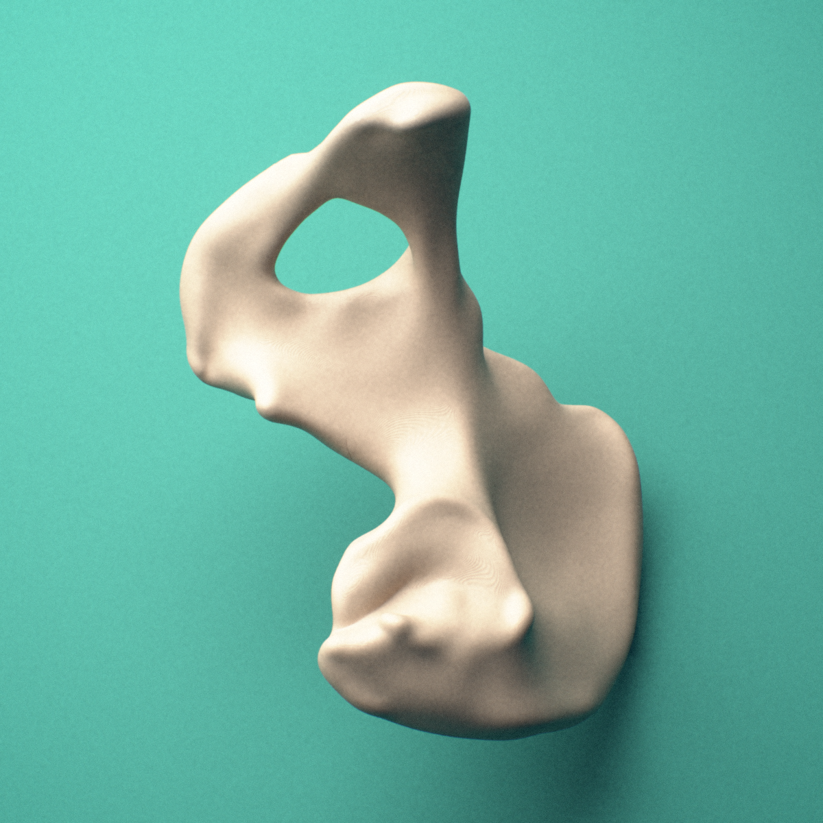 3D-printed Right hip bone (os coxae), female pelvis, lateral view showing the ischial tuberosity.