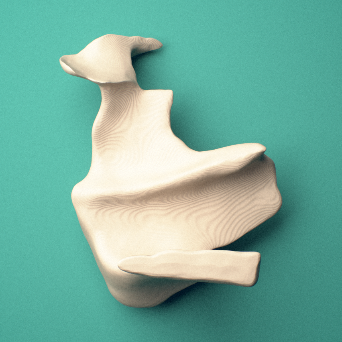 3D-printed Left palatine bone, oblique close-up view showing the nasal surface.