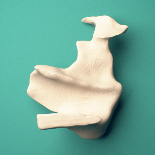 3D-printed Right palatine bone, oblique close-up view showing the horizontal plate.