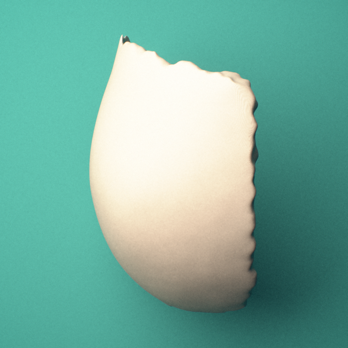 3D-printed Left parietal bone, anterior view showing the overall shape.