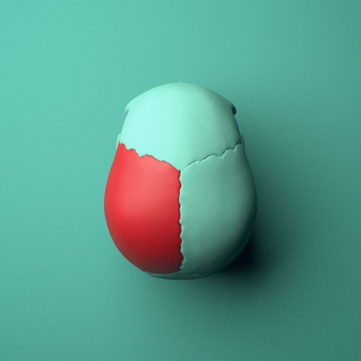 3D model of the Left parietal bone shown in position within a full skull model, superior view.