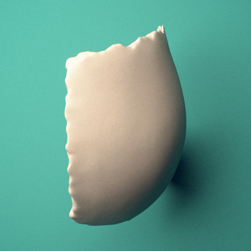 3D-printed Right parietal bone, anterior view showing the overall shape.
