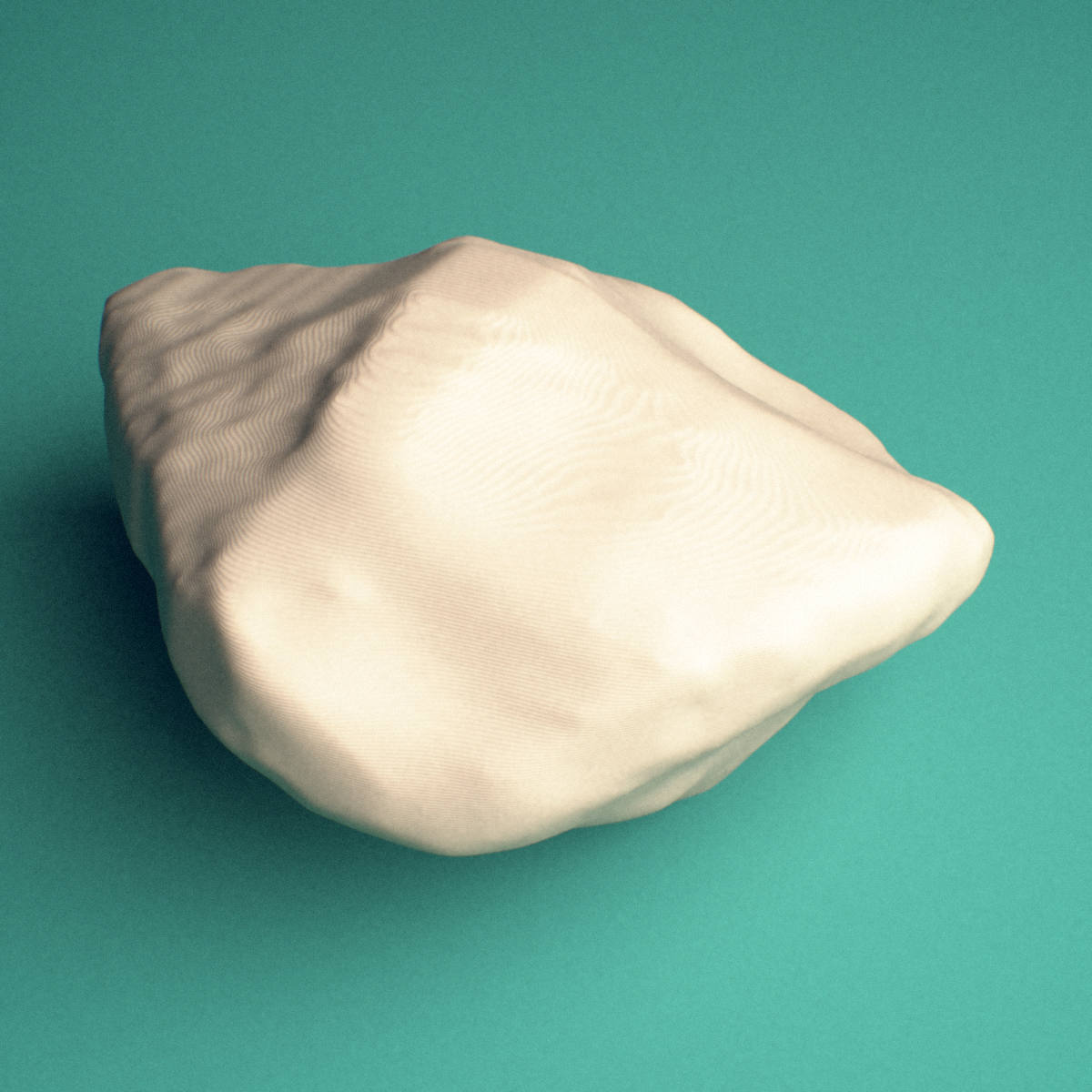 3D-printed Left patella (kneecap), medial view showing the anterior surface.