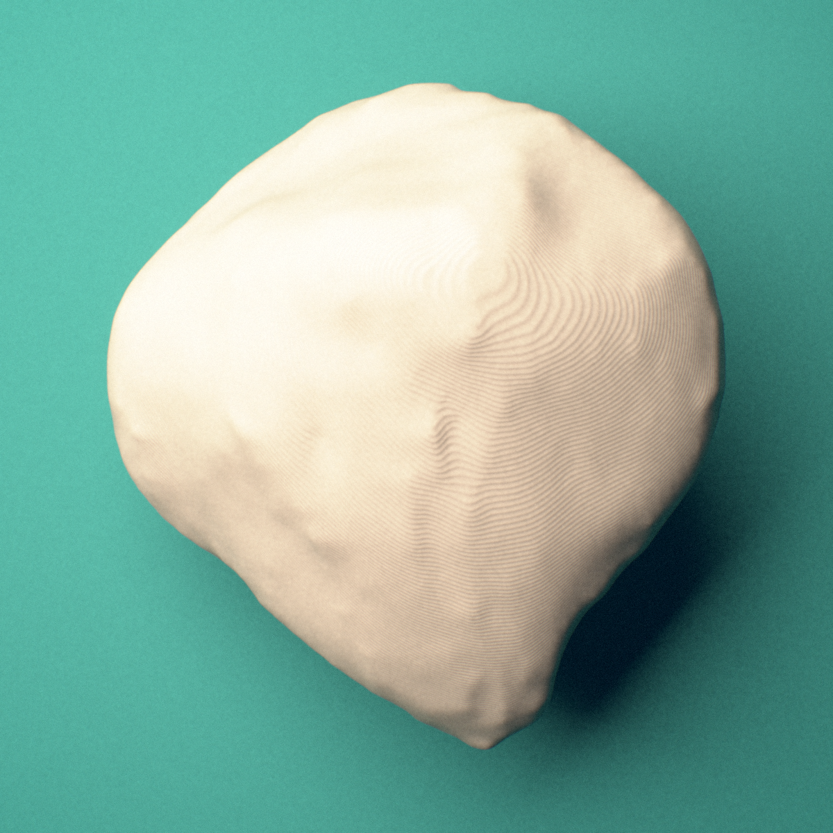 3D-printed Left patella (kneecap), superior view showing the base.