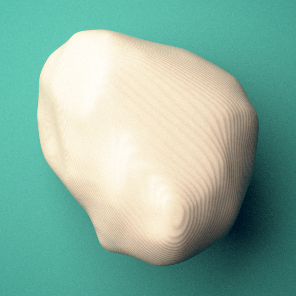 3D-printed Right pisiform bone (wrist), oblique view showing the single flat articular facet.