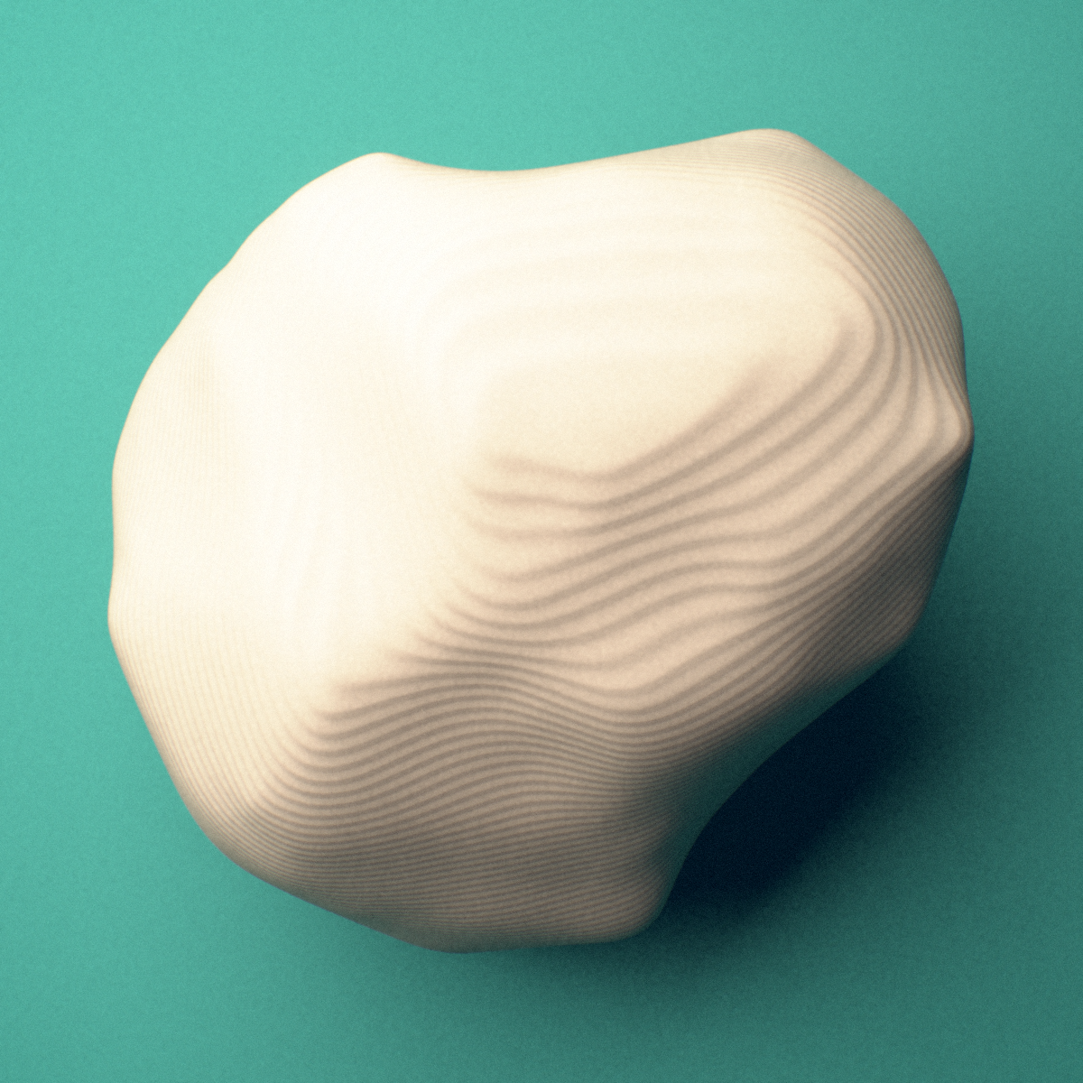 3D-printed Right pisiform bone (wrist), oblique view showing the pea-shaped body.
