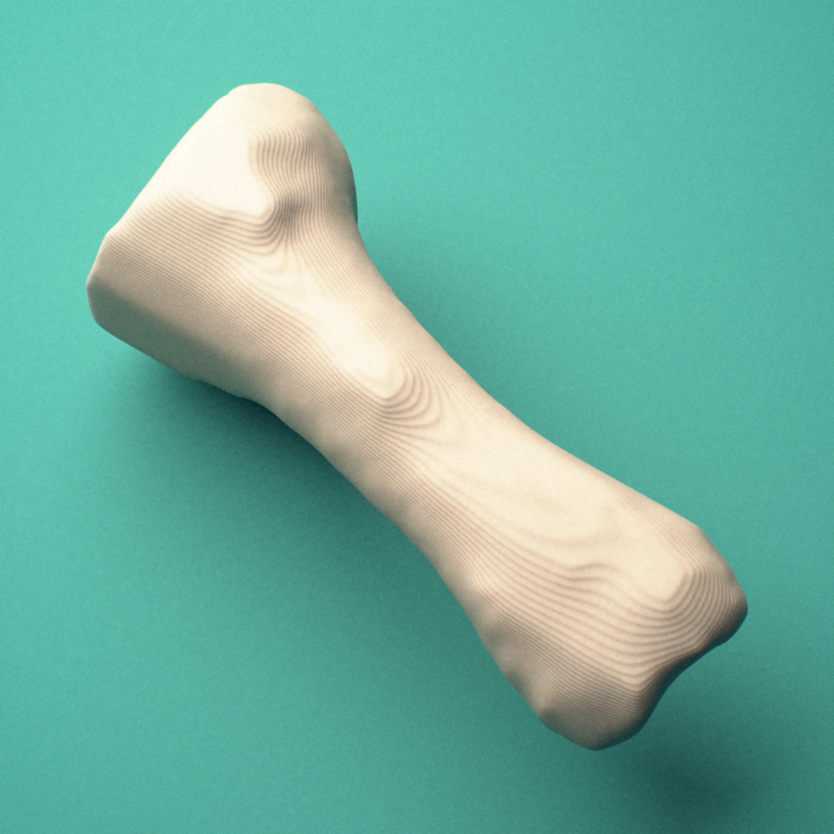 3D-printed Right second toe proximal phalanx, close-up view showing the head (trochlea).