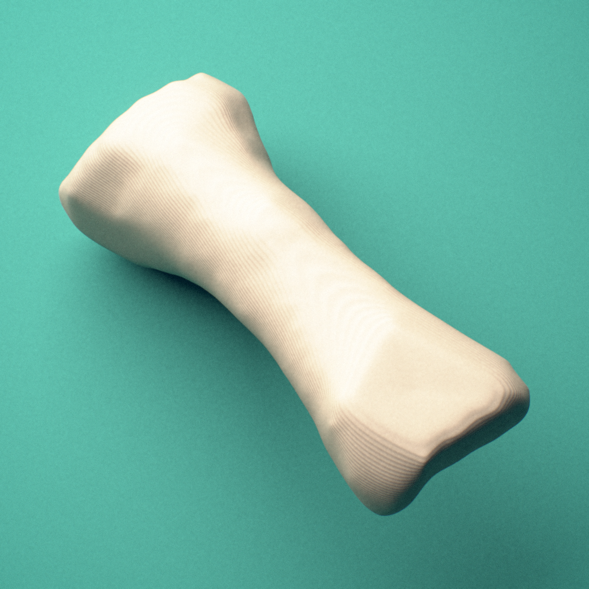 3D-printed Right fourth toe proximal phalanx, close-up view showing the head (trochlea).