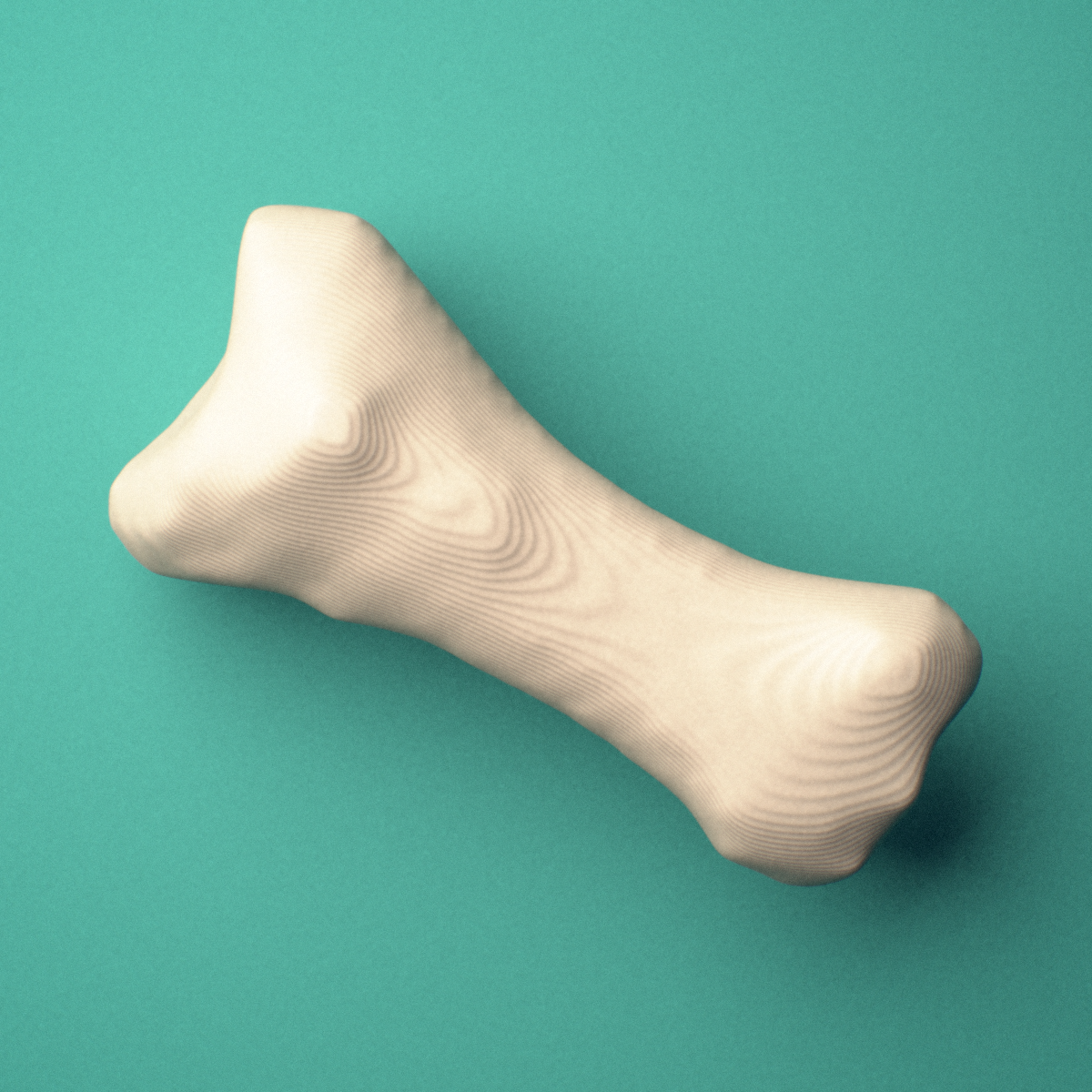 3D-printed Right little toe proximal phalanx, oblique view showing the base and head (trochlea).