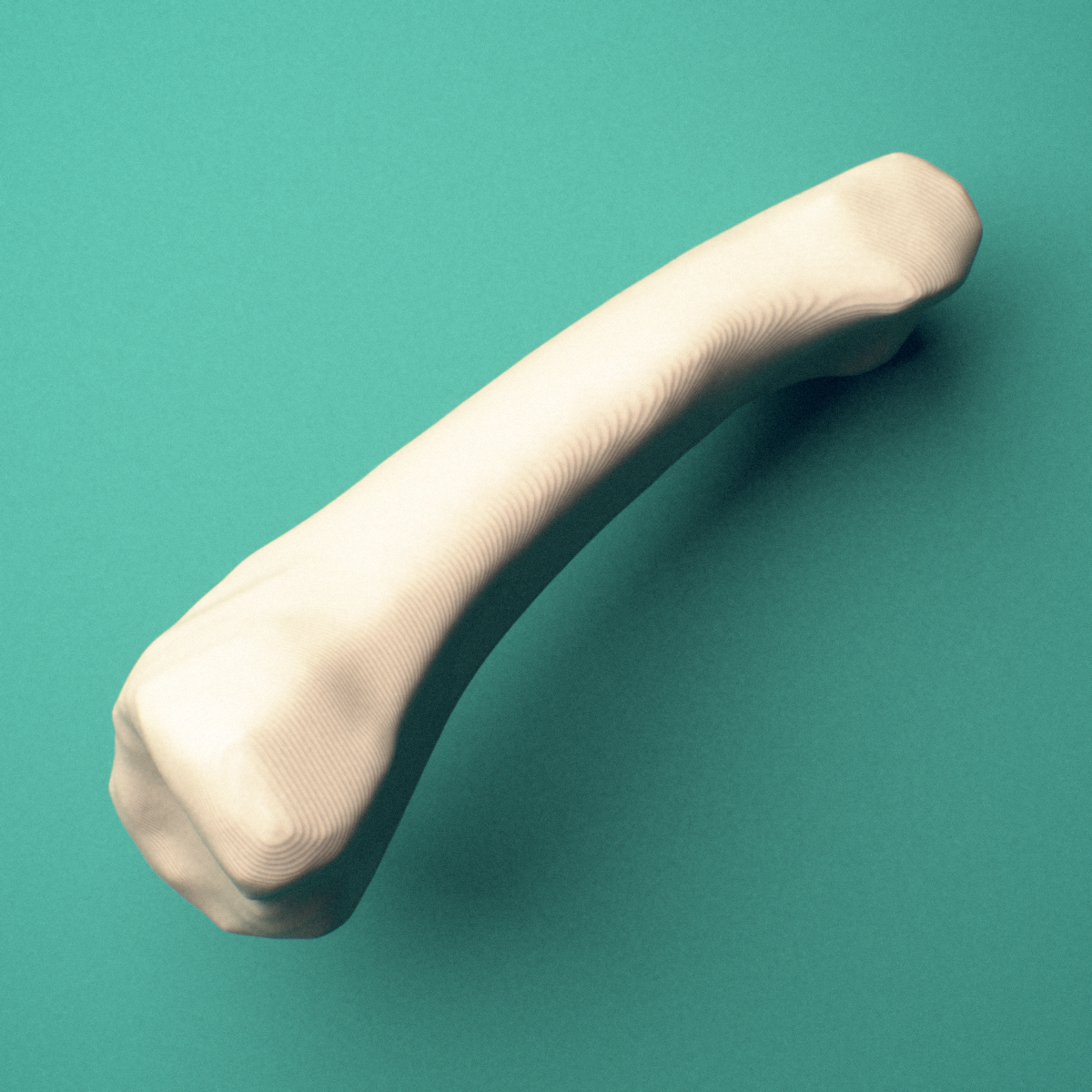 3D-printed Right index finger proximal phalanx, close-up view showing the base.