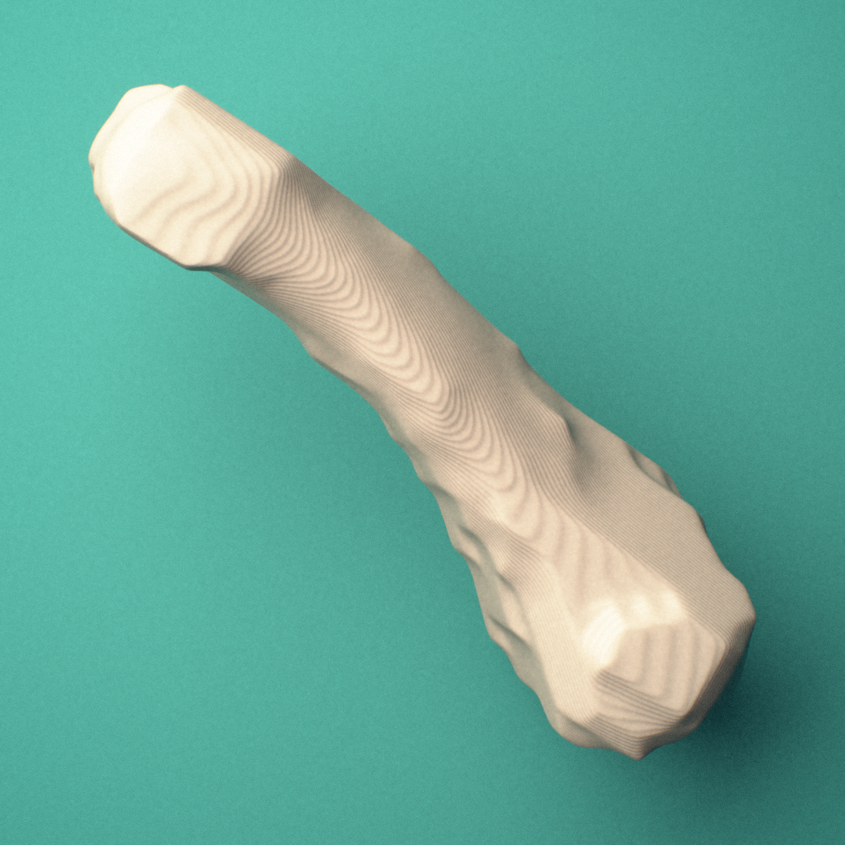 3D-printed Left little finger proximal phalanx, oblique view showing the base and head (trochlea).