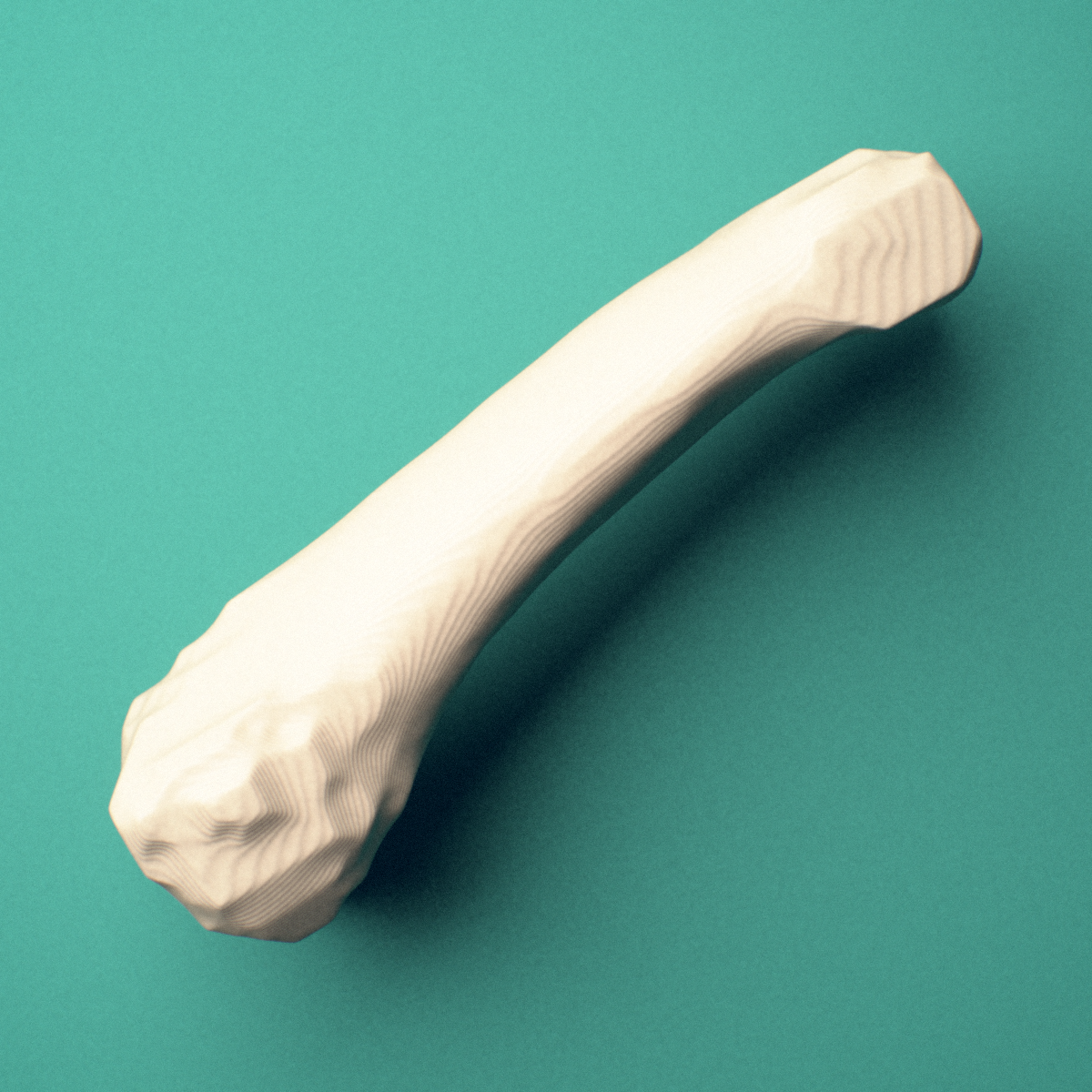 3D-printed Left middle finger proximal phalanx, close-up view showing the base.