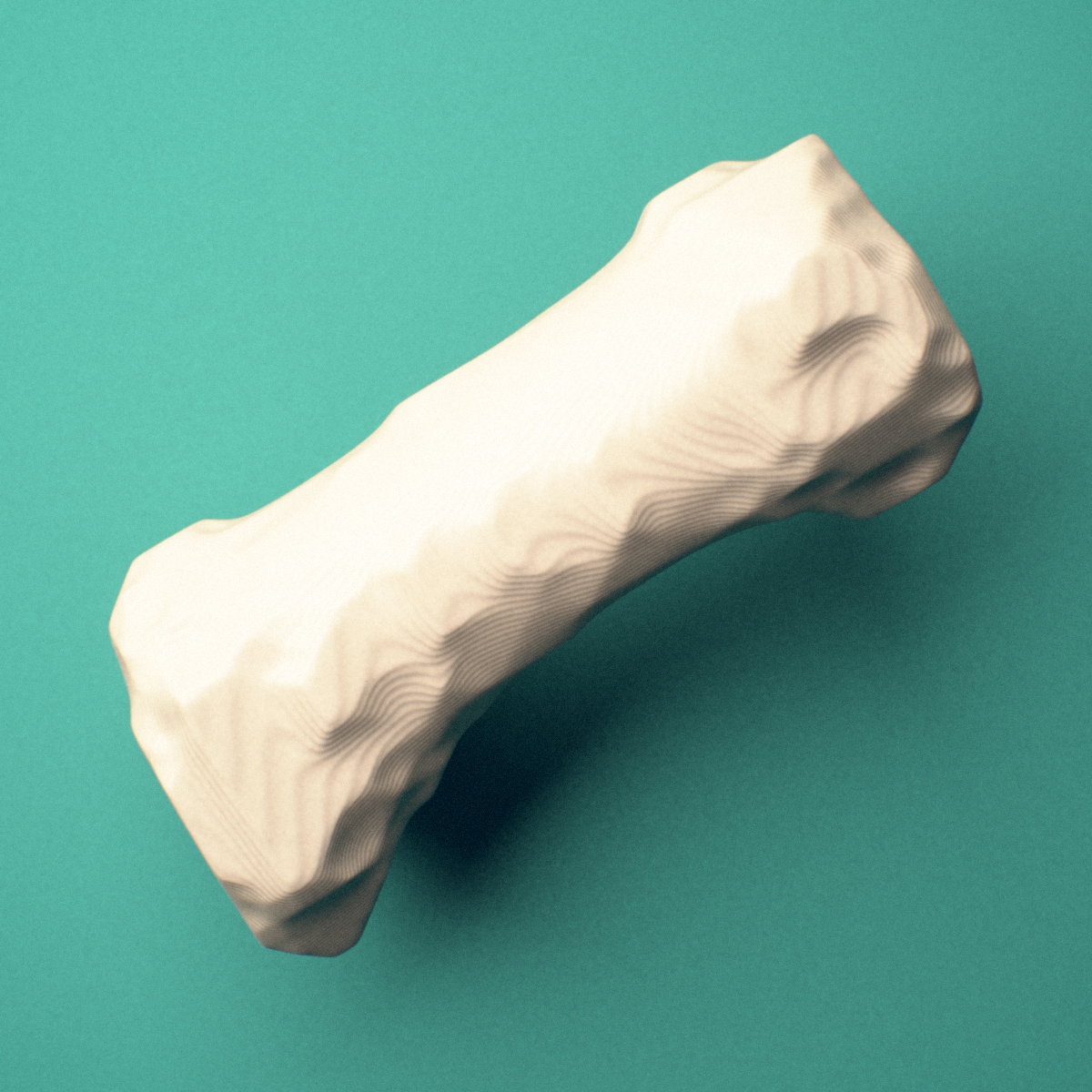 3D-printed Left thumb proximal phalanx, close-up view showing the base.