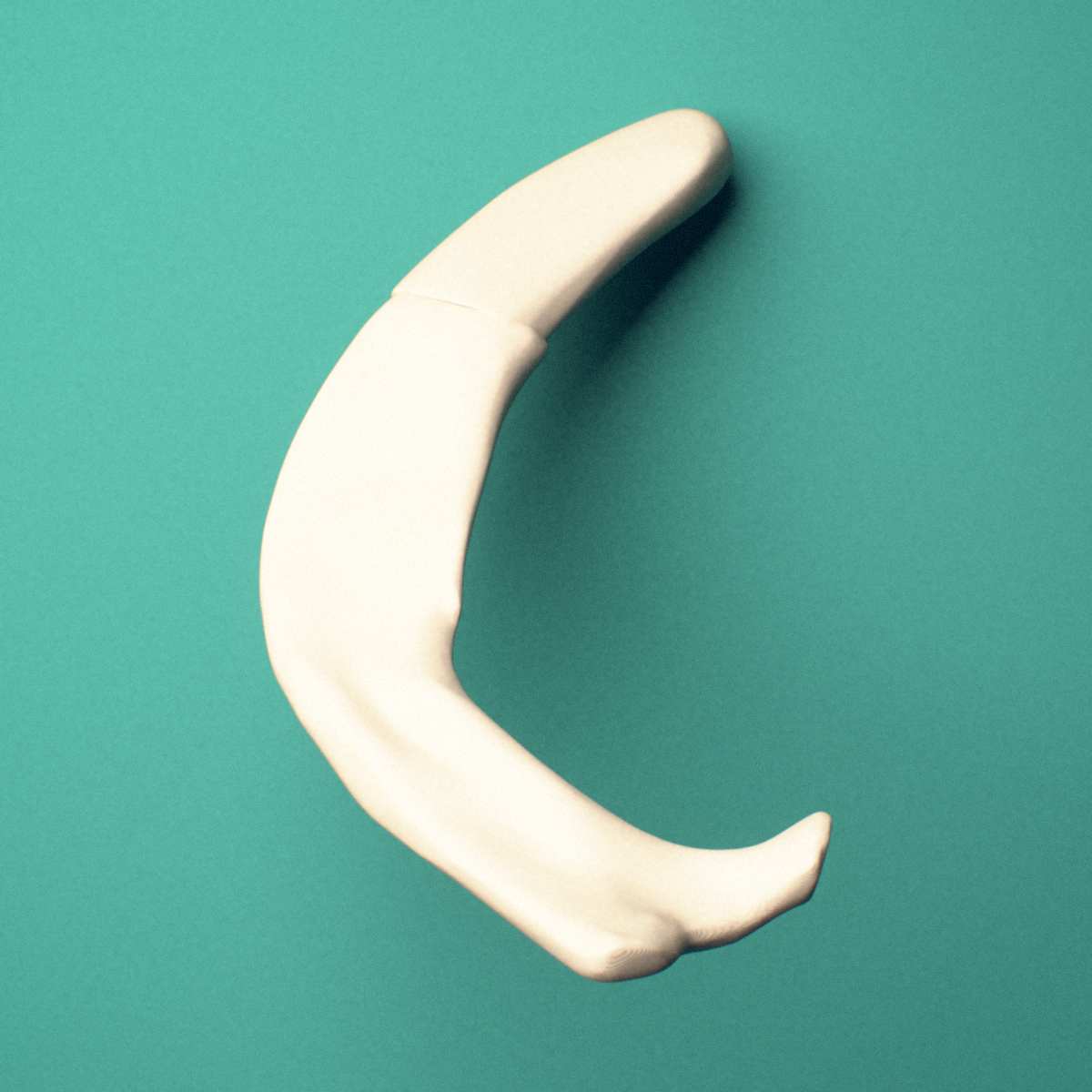 3D-printed Left first rib (true rib), oblique view showing the overall curvature of the rib.