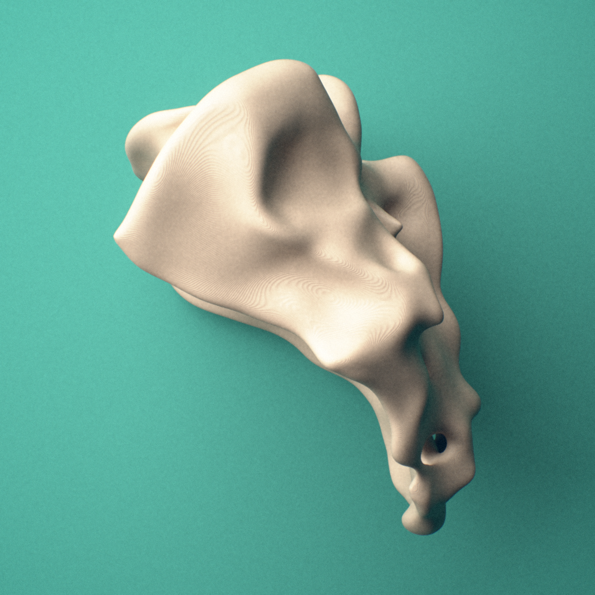 3D-printed Sacrum, female pelvis, oblique close-up view showing the sacral promontory and ala.