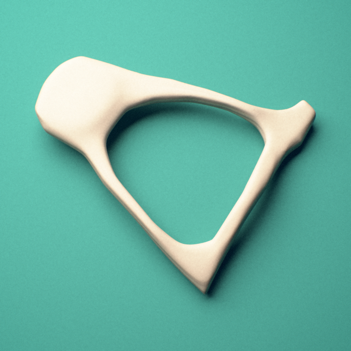 3D-printed Left stapes (middle ear ossicle), lateral view showing the footplate.