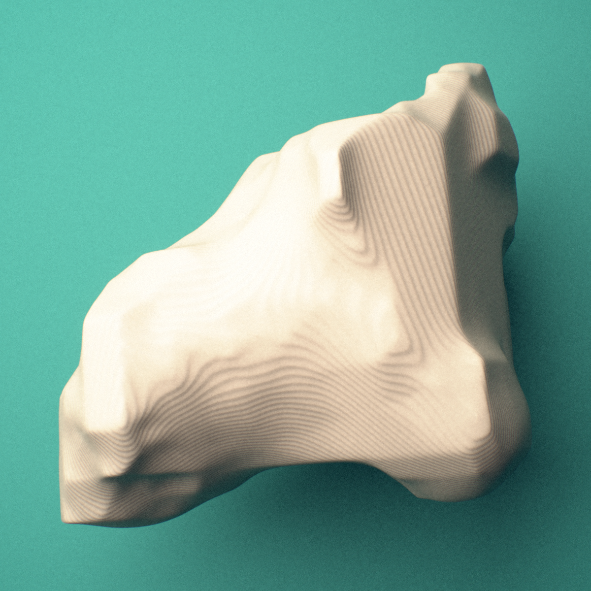 3D-printed Left trapezium bone (wrist), oblique view showing the tubercle.