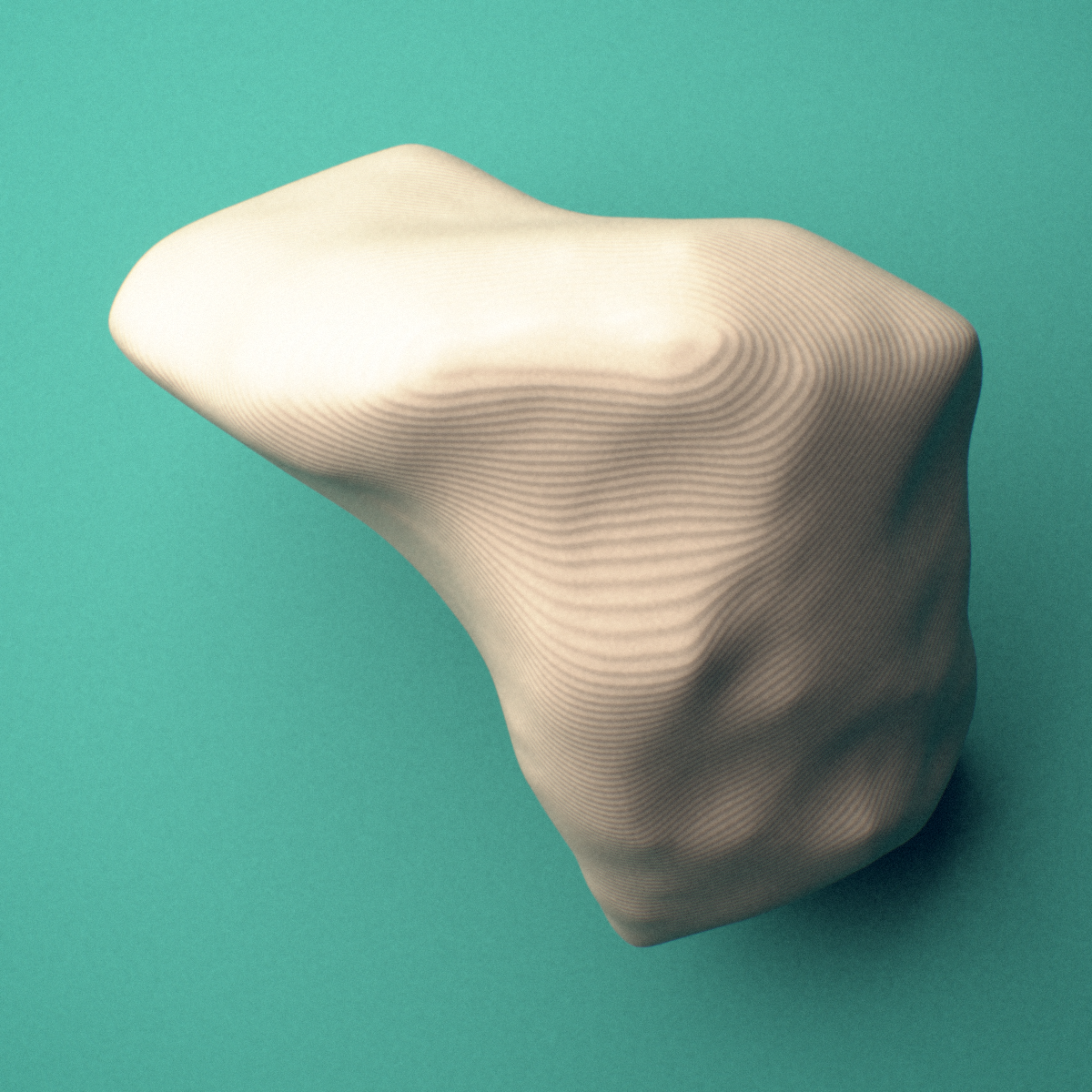 3D-printed Right trapezoid bone (wrist), oblique view showing the wedge-shaped body.