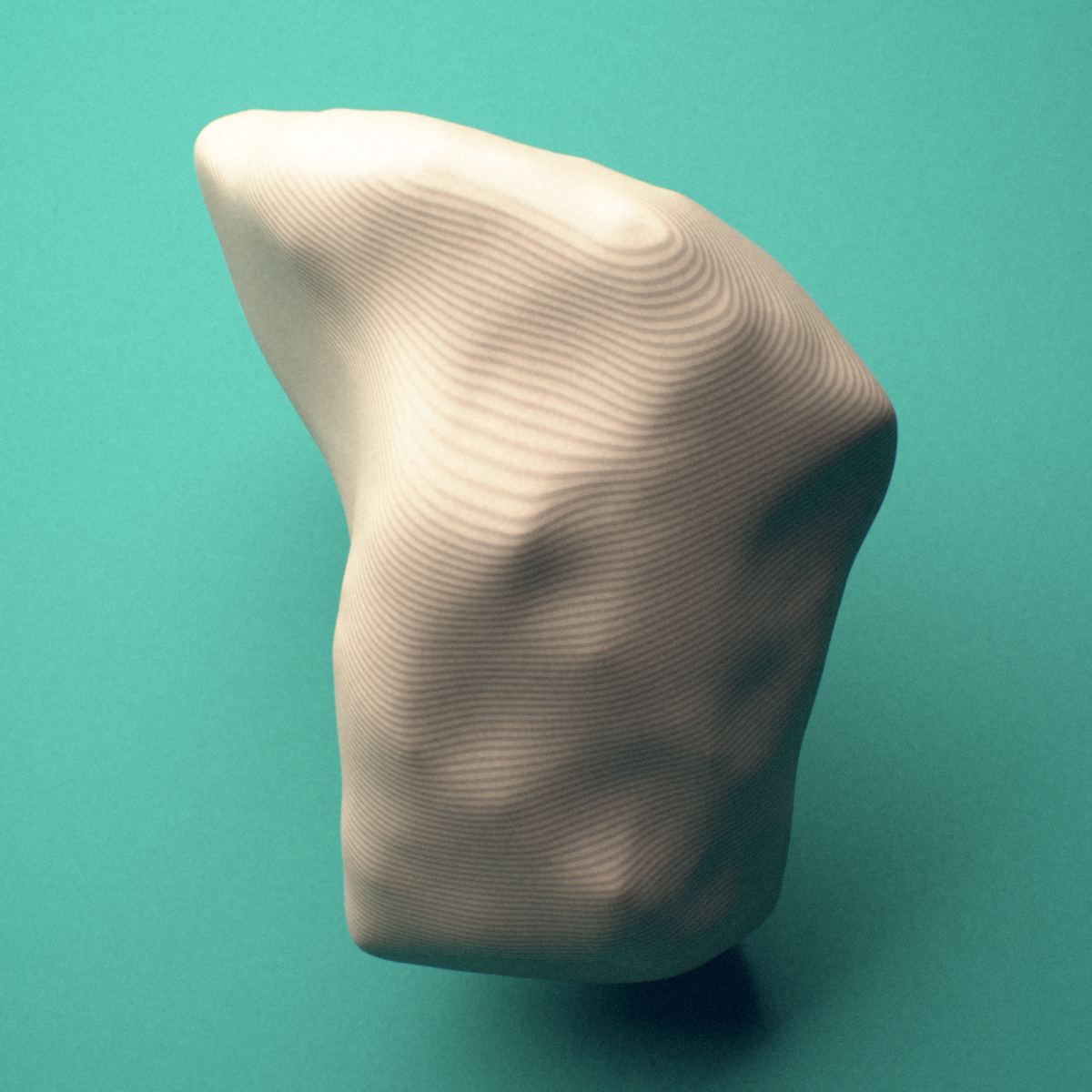 3D-printed Right trapezoid bone (wrist), lateral view showing the distal articular surface.