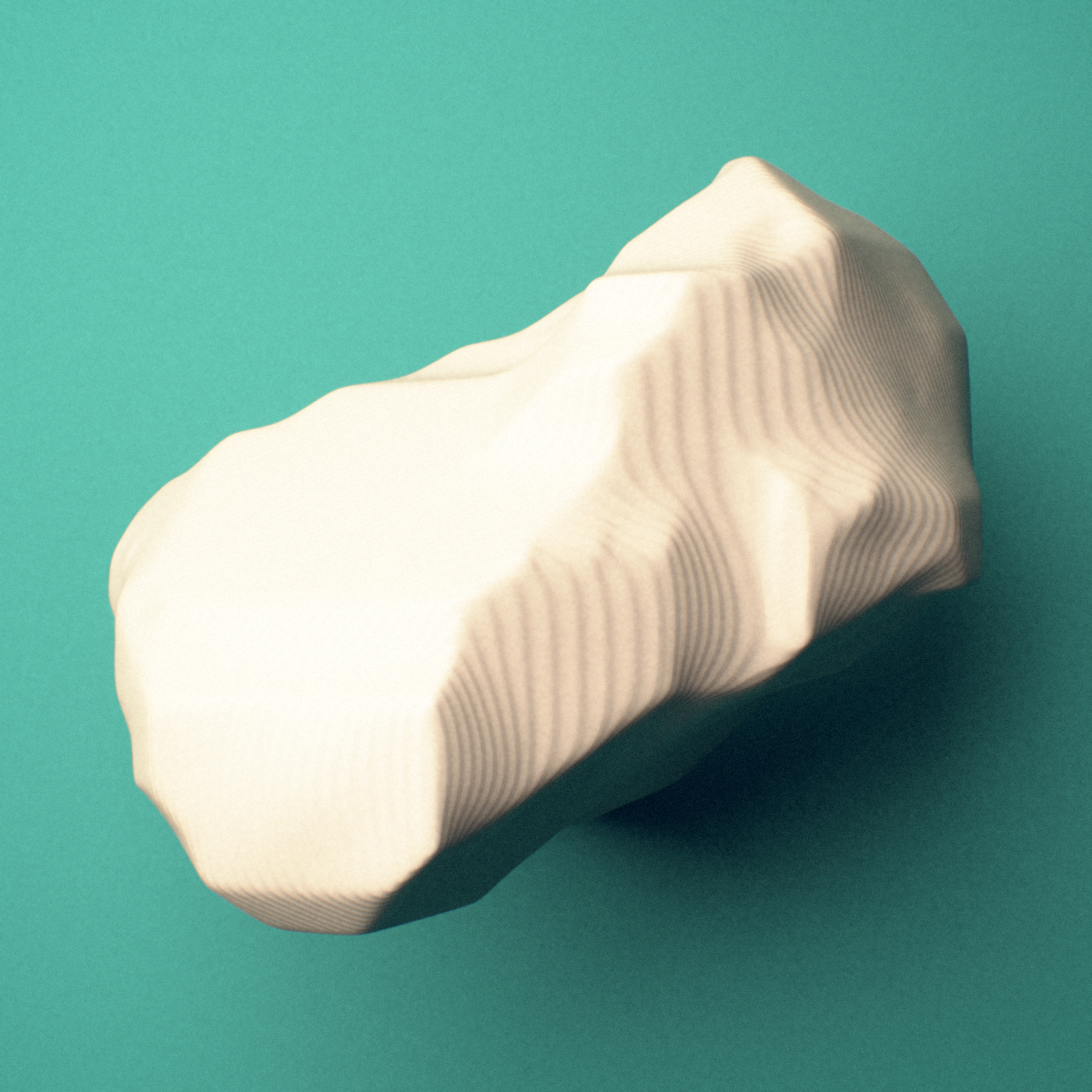 3D-printed Left triquetrum bone (wrist), oblique view showing the facet for the pisiform.