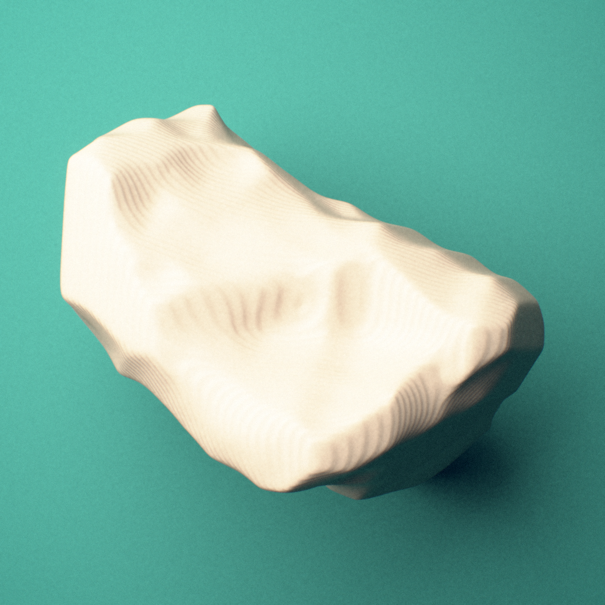 3D-printed Left triquetrum bone (wrist), oblique view showing the pyramidal shape.