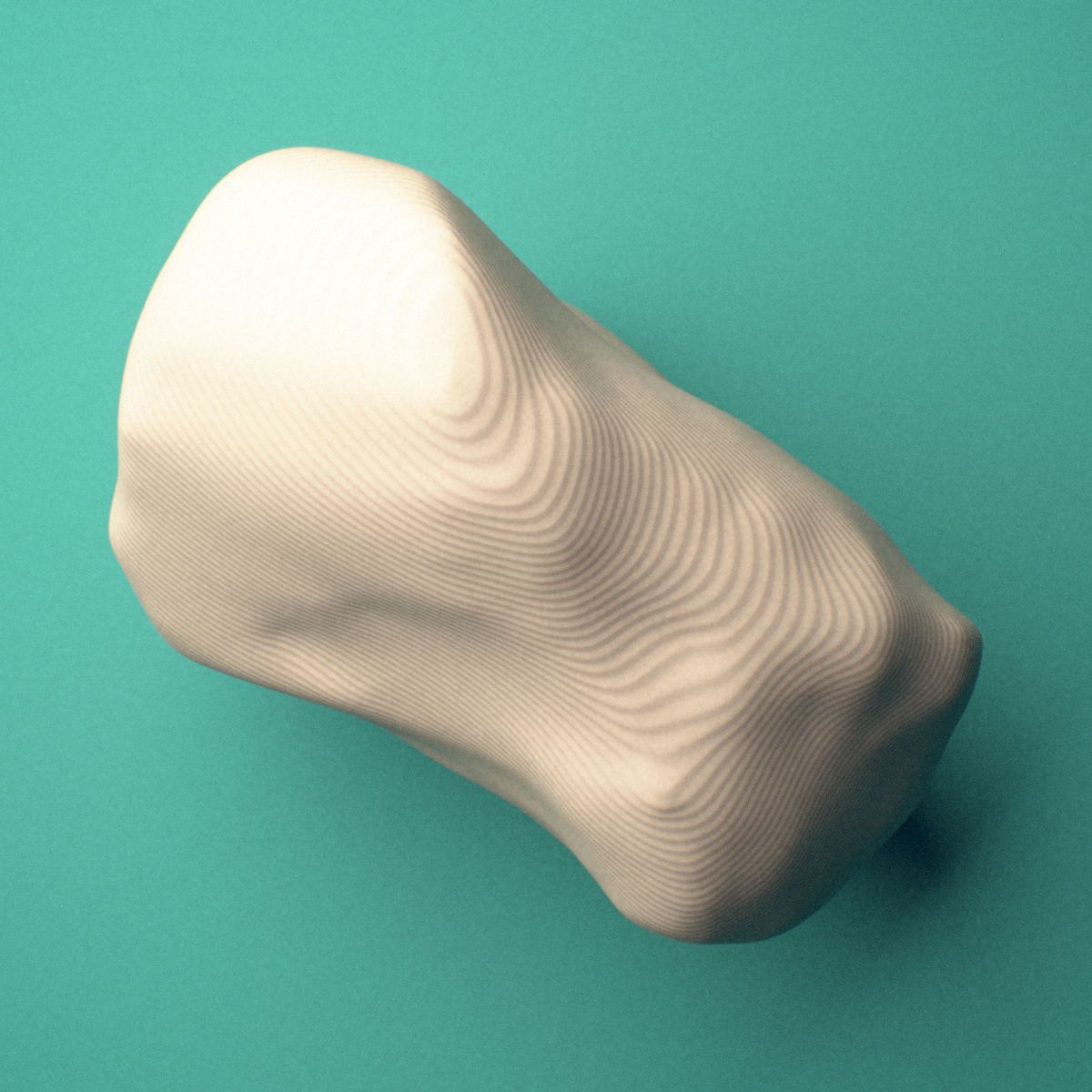 3D-printed Right triquetrum bone (wrist), oblique view showing the facet for the pisiform.